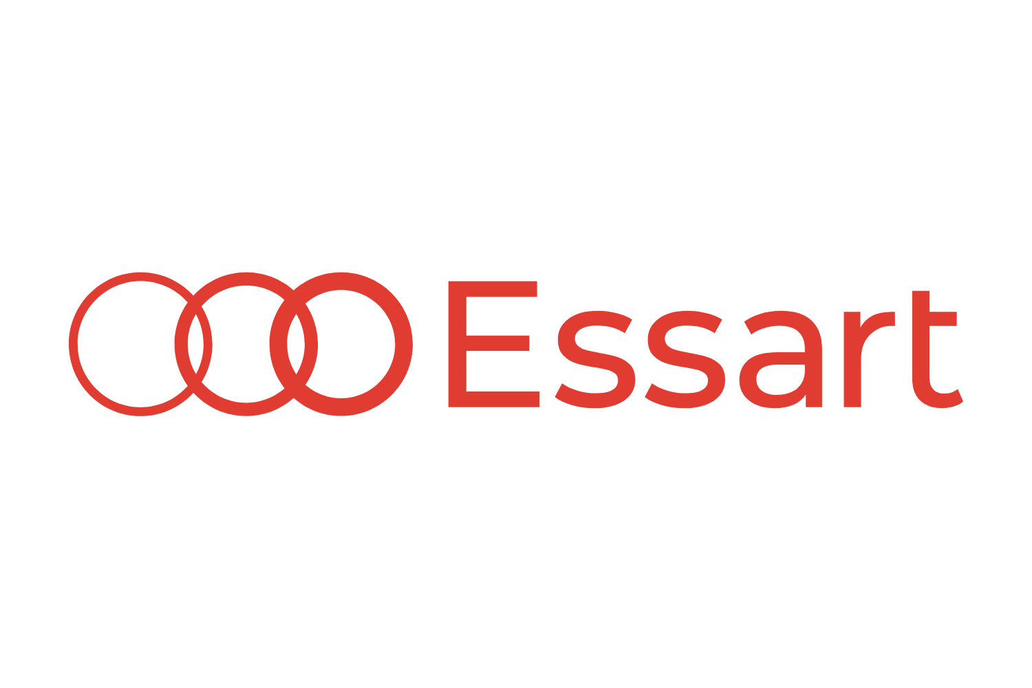 Logo di Essart con tre cerchi sovrapposti rossi e il testo 'Essart' in rosso.