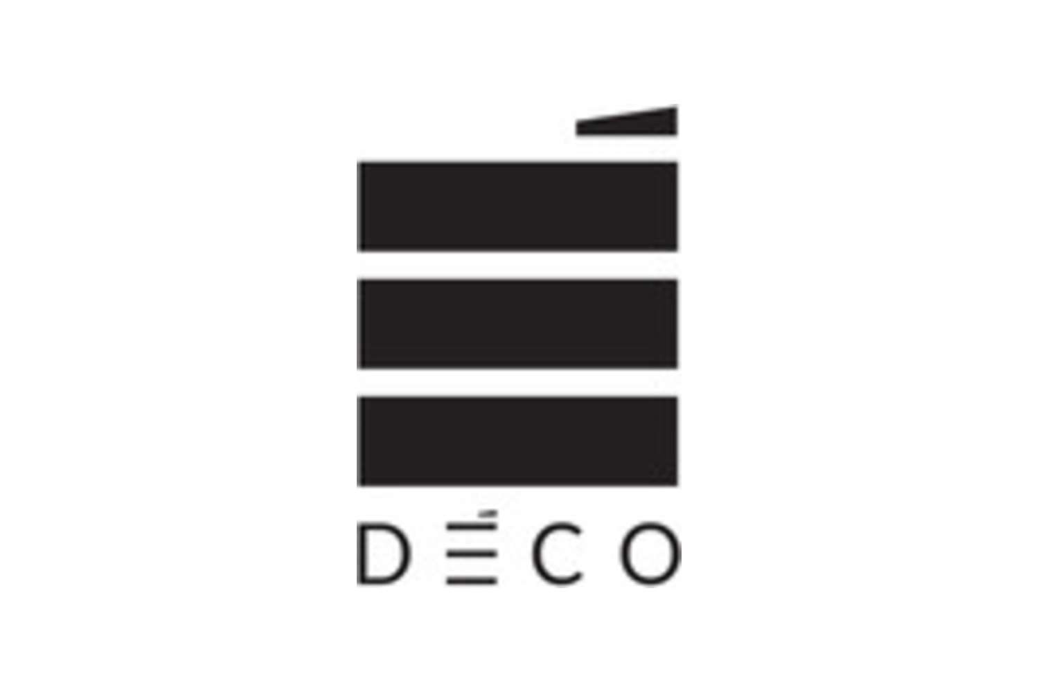 Logo con cinque barre nere di diversa lunghezza e la parola 'Déco' sotto.