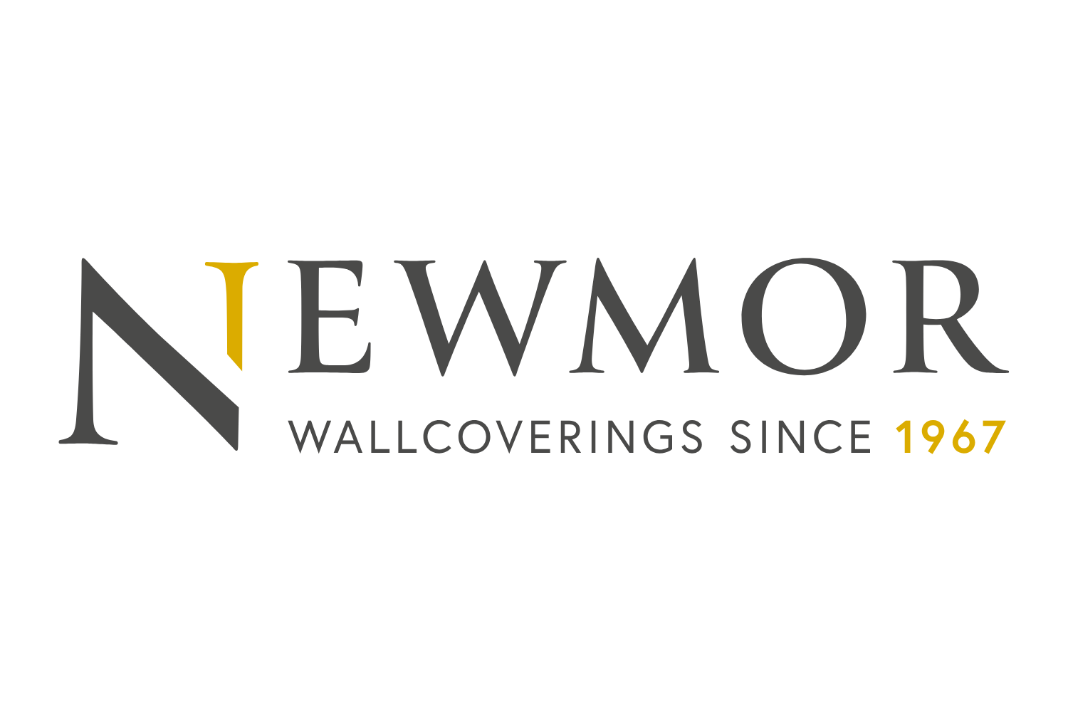 Logo di Newmor Wallcoverings con testo 'since 1967'.