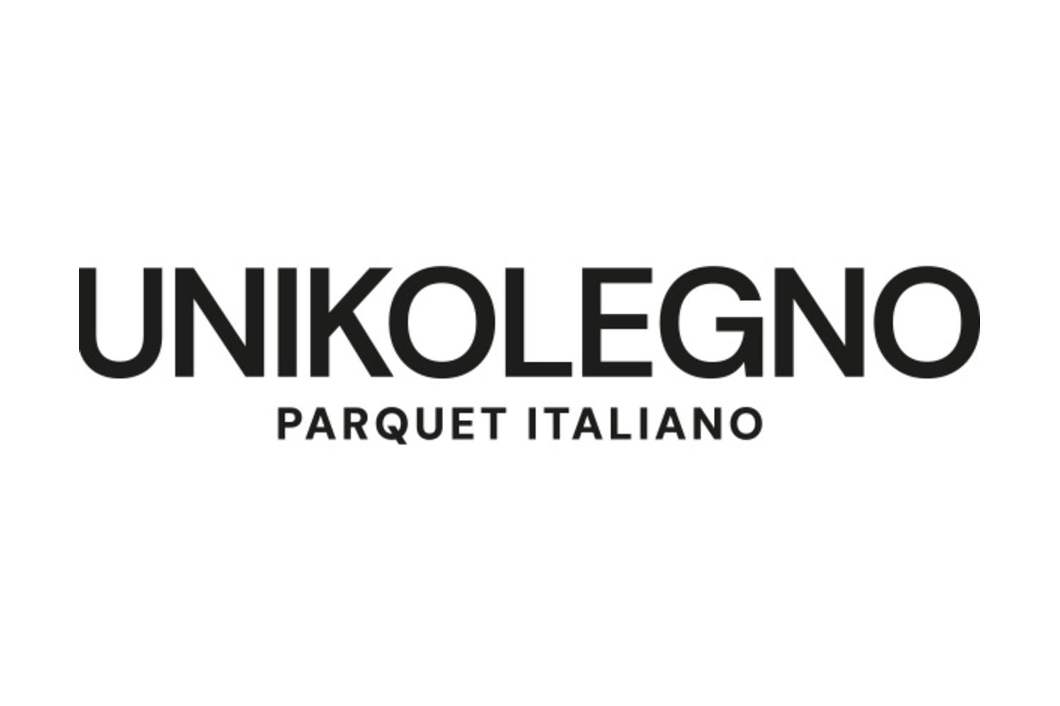 Logo di Unikolegno Parquet Italiano con testo nero su sfondo bianco.
