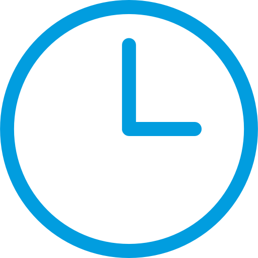 Orologio analogico nero con cornice blu e lancette che indicano le 12 e le 3