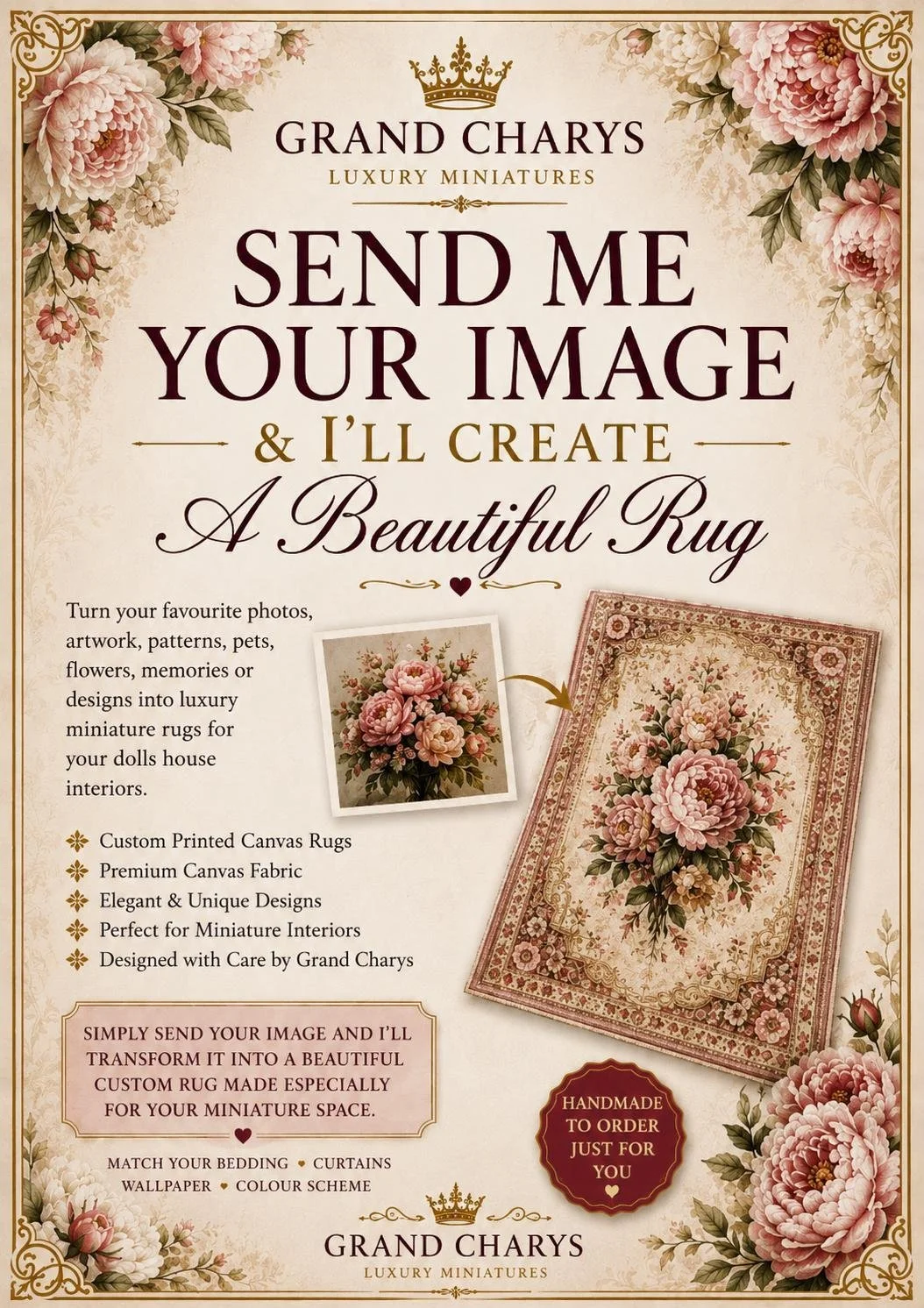 Custom Dolls House Rug | Photo Artwork Fabric Inspiration | 1:12 Scale Canvas Print