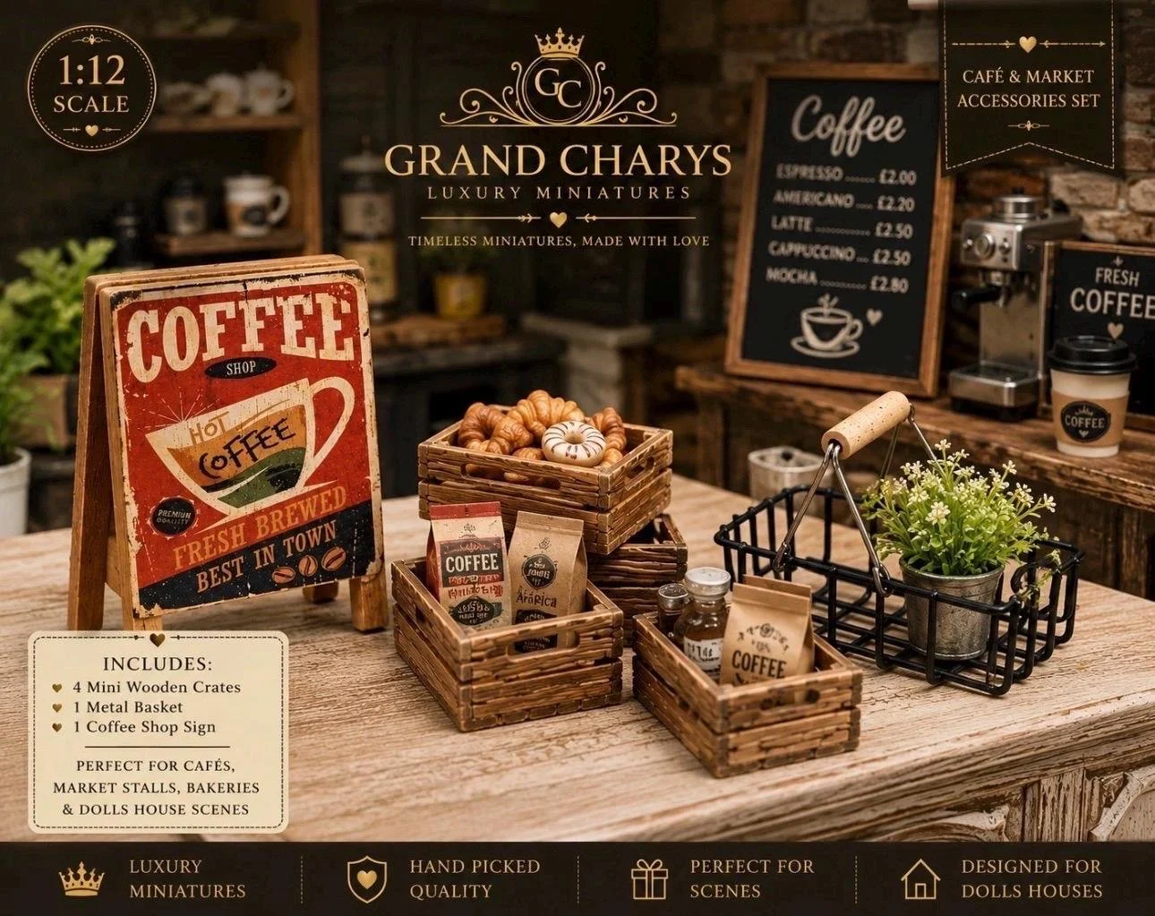1:12 Dolls House Café  and Market Accessory Bundle
