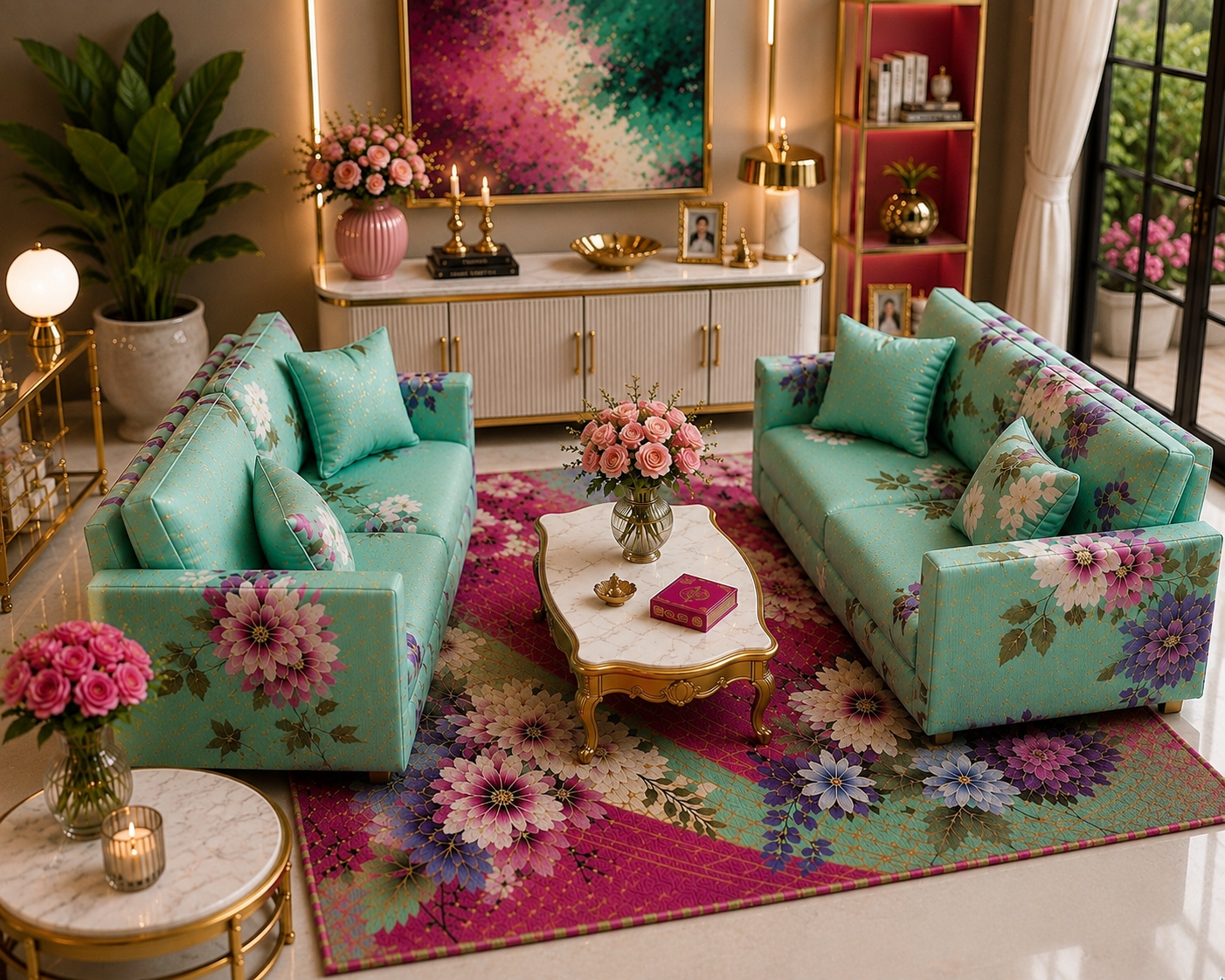 Luxury 1:12 scale dollhouse living room furniture and accessories - Grand Charys Miniatures.