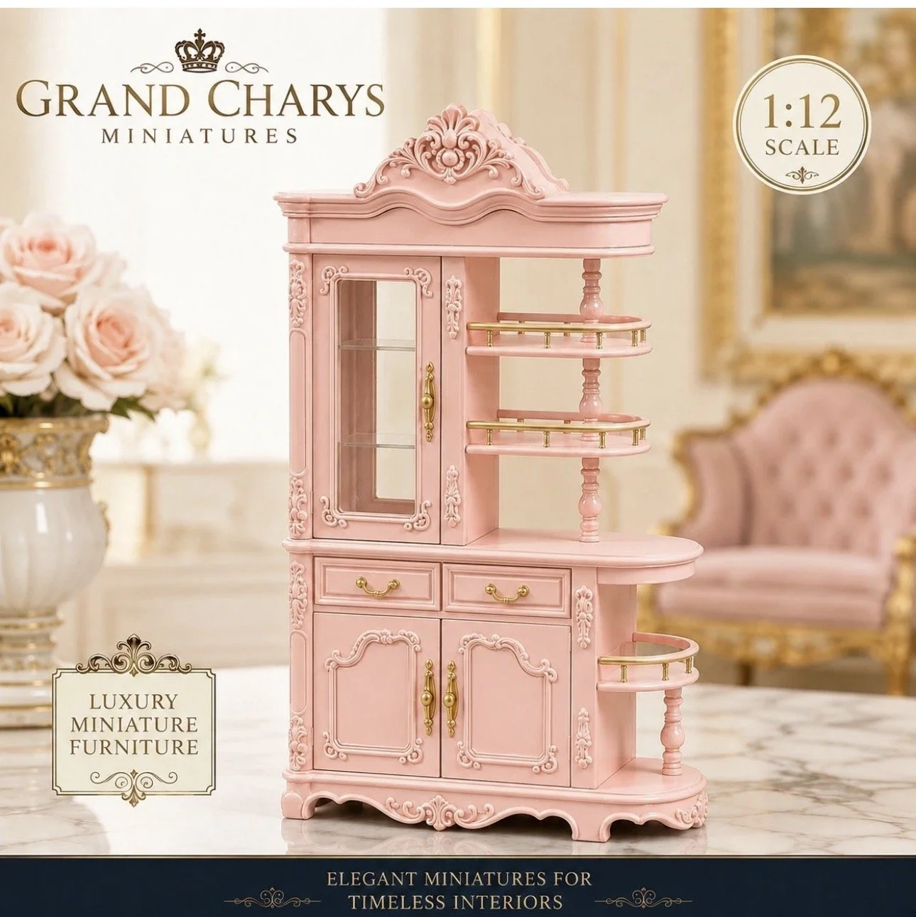 Ornate French Style Miniature Cabinet