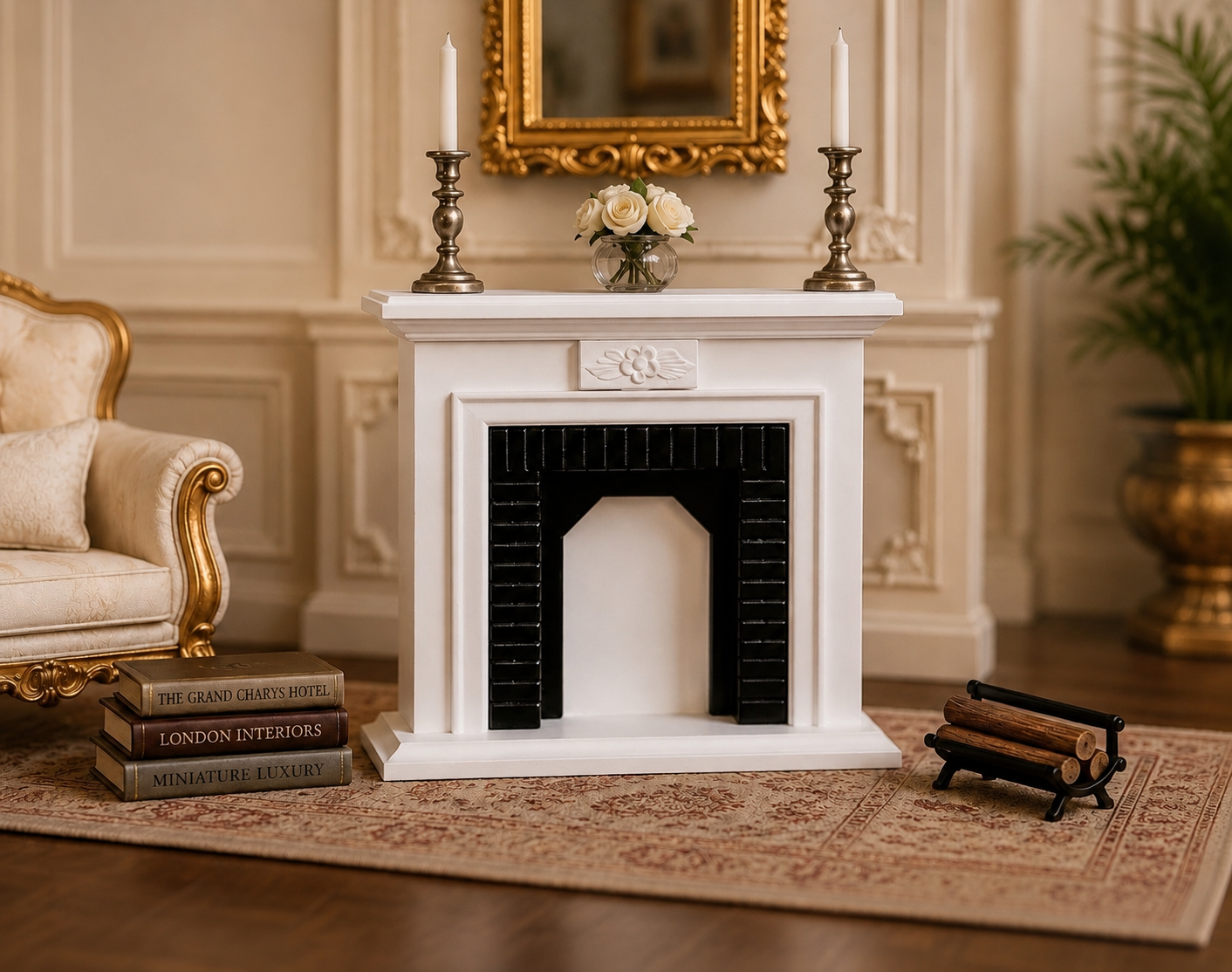 Birch fire place