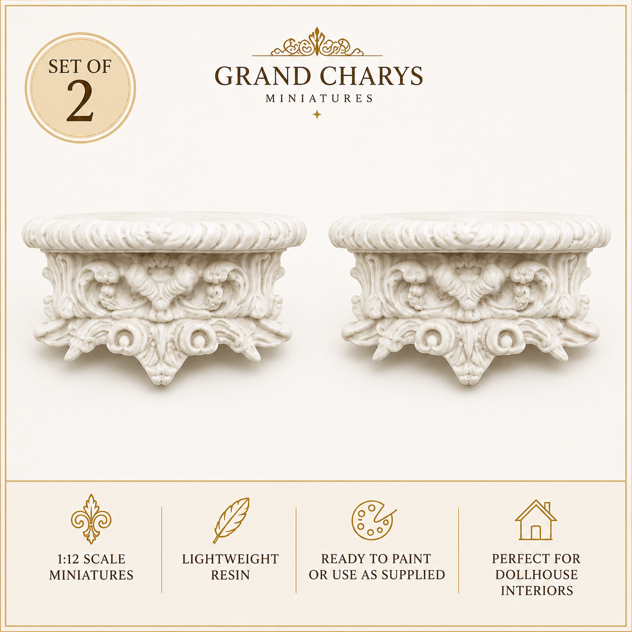 1:12 Scale Pair Of Decorative Wall Shelfs Ornate