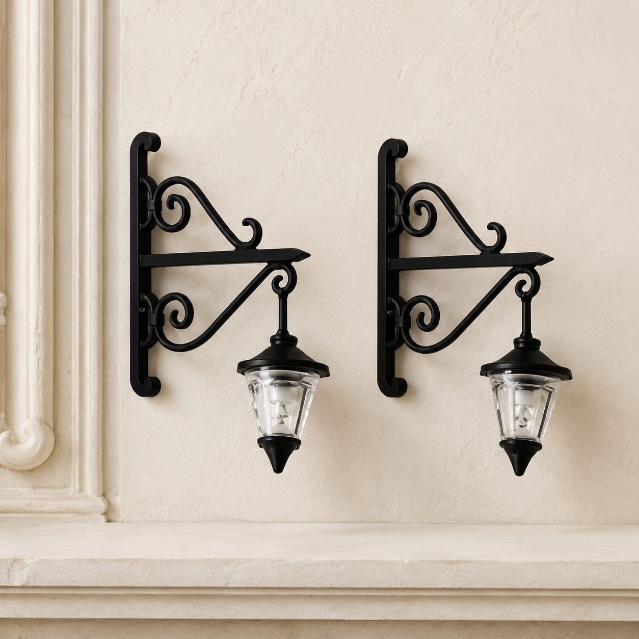 Pair of 1:12 Scale Black Decorative Wall Lanterns – Dolls House Miniatures