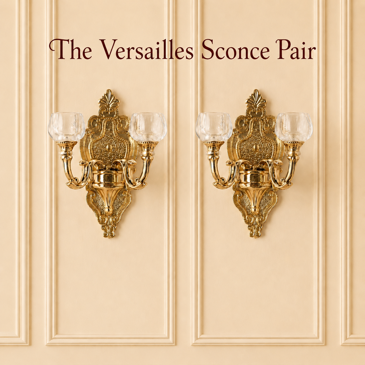 The Versailles Sconce Pair – 1:12 Scale Gold Magnetic Dollhouse Wall Sconces, Decorative Miniature Lights