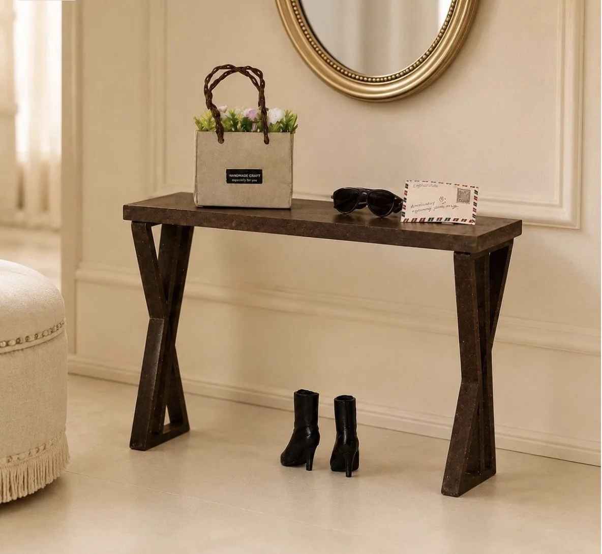 Maileg-Suitable Miniature Tall Console Table & Travel Accessories Set