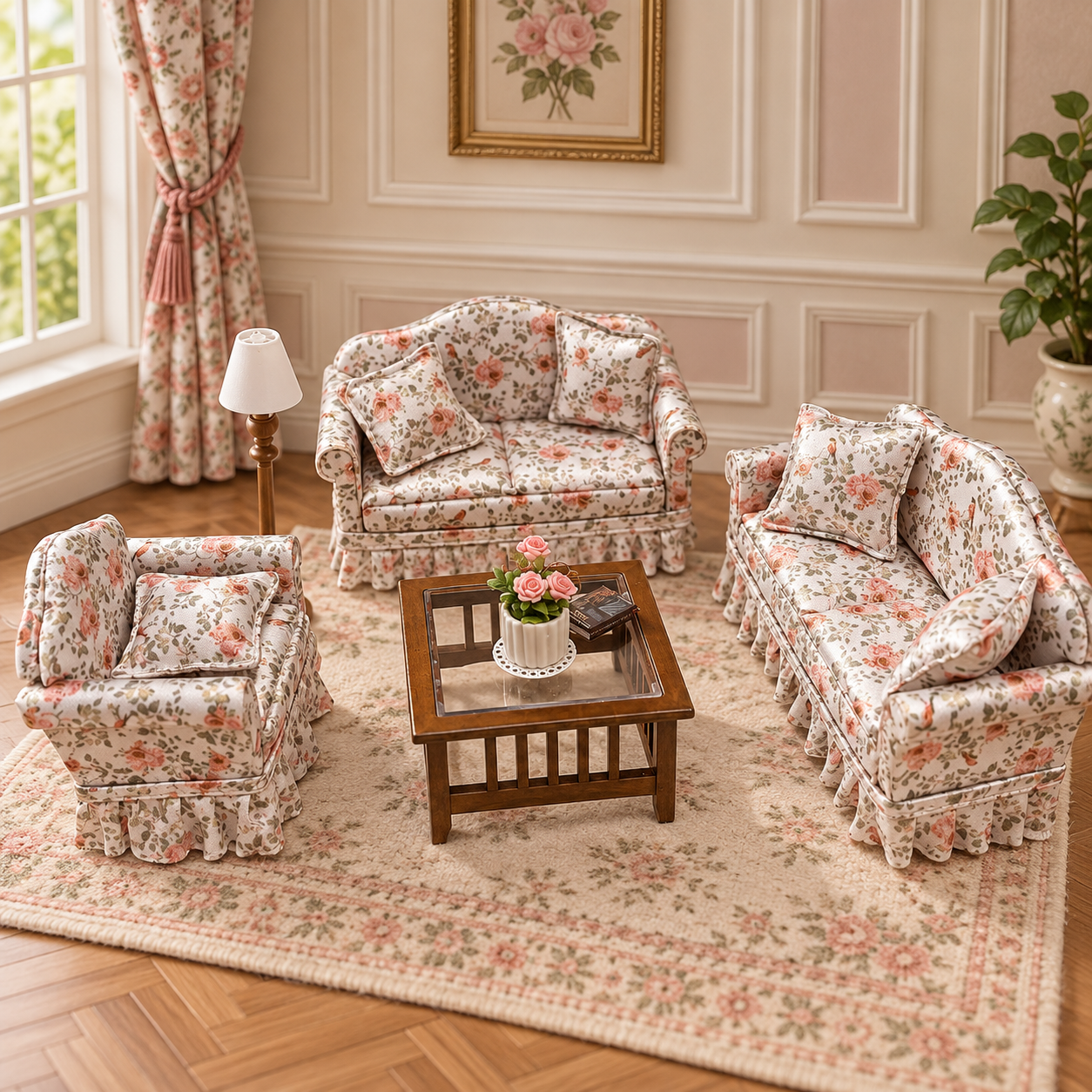 The English Rose Luxury Lounge Collection – Complete Miniature Furniture Set