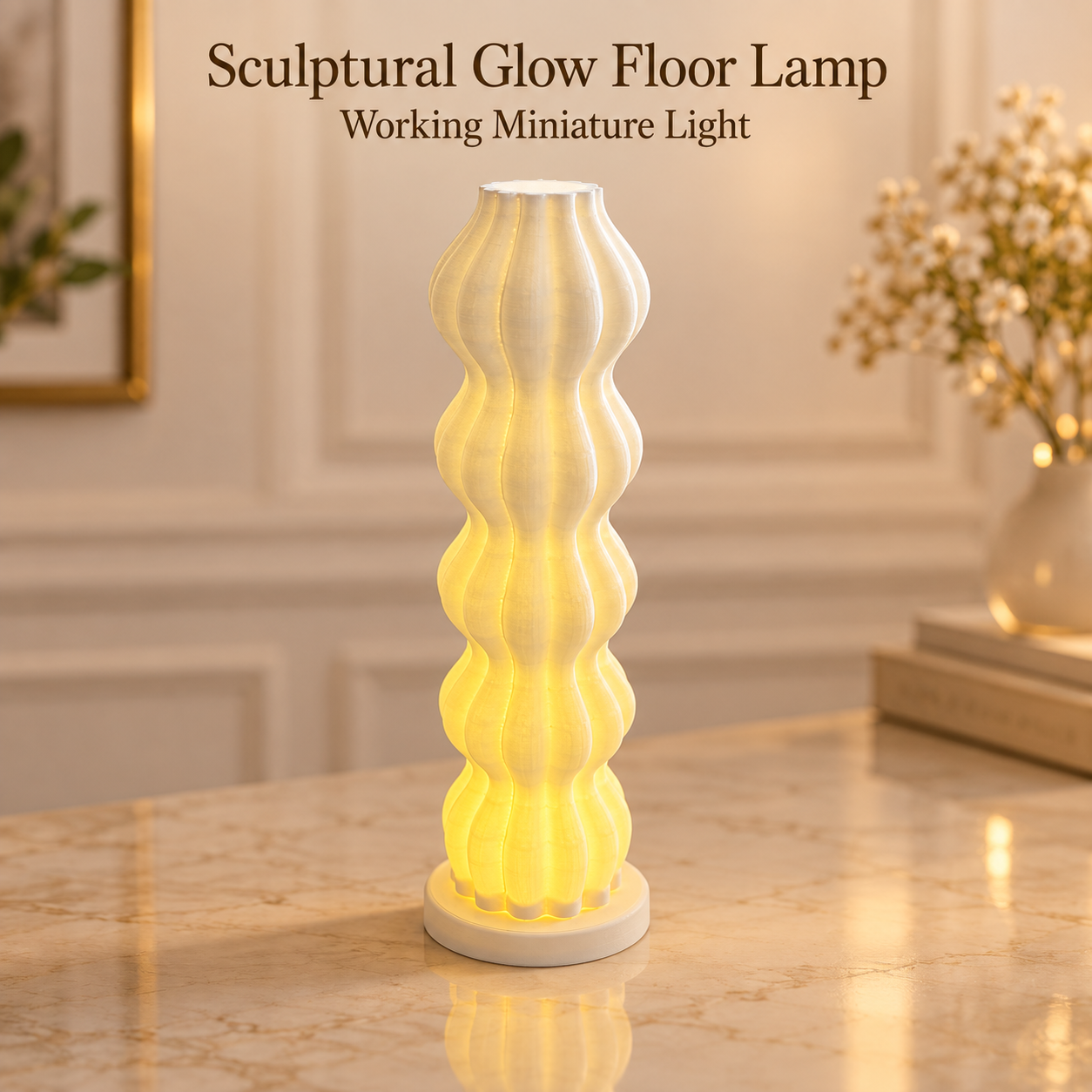 Sculptural Glow Mini Floor Lamp 14.4cm White LED Warm White USB Rechargeable