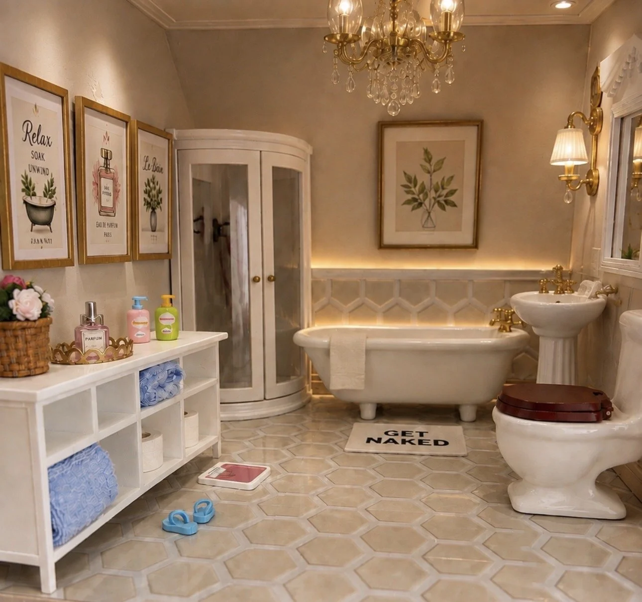 1:12 Scale Luxury Dollhouse complete Bathroom Set Bath