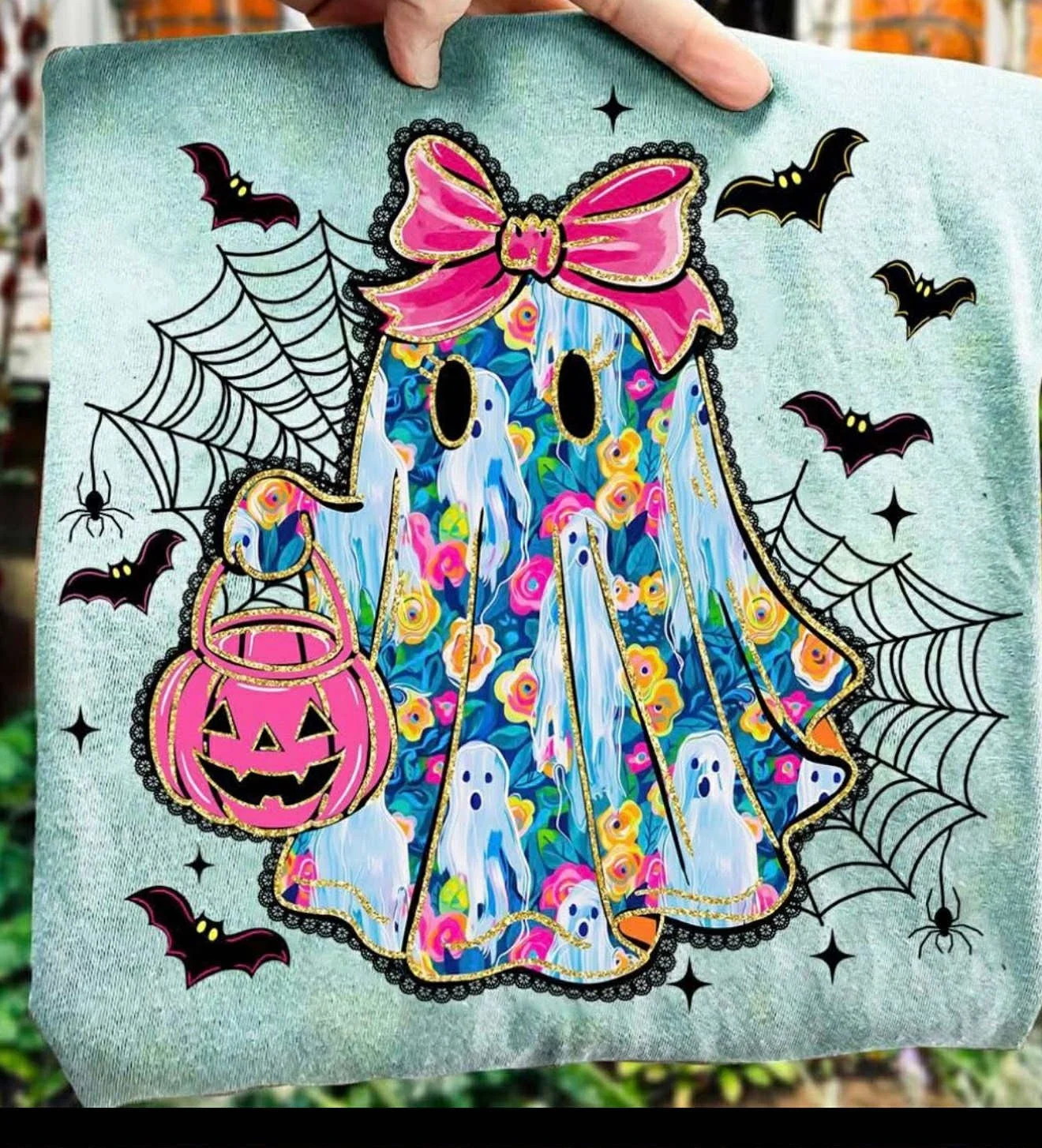 Pink Coquette Bow Lace Ghost Shirt