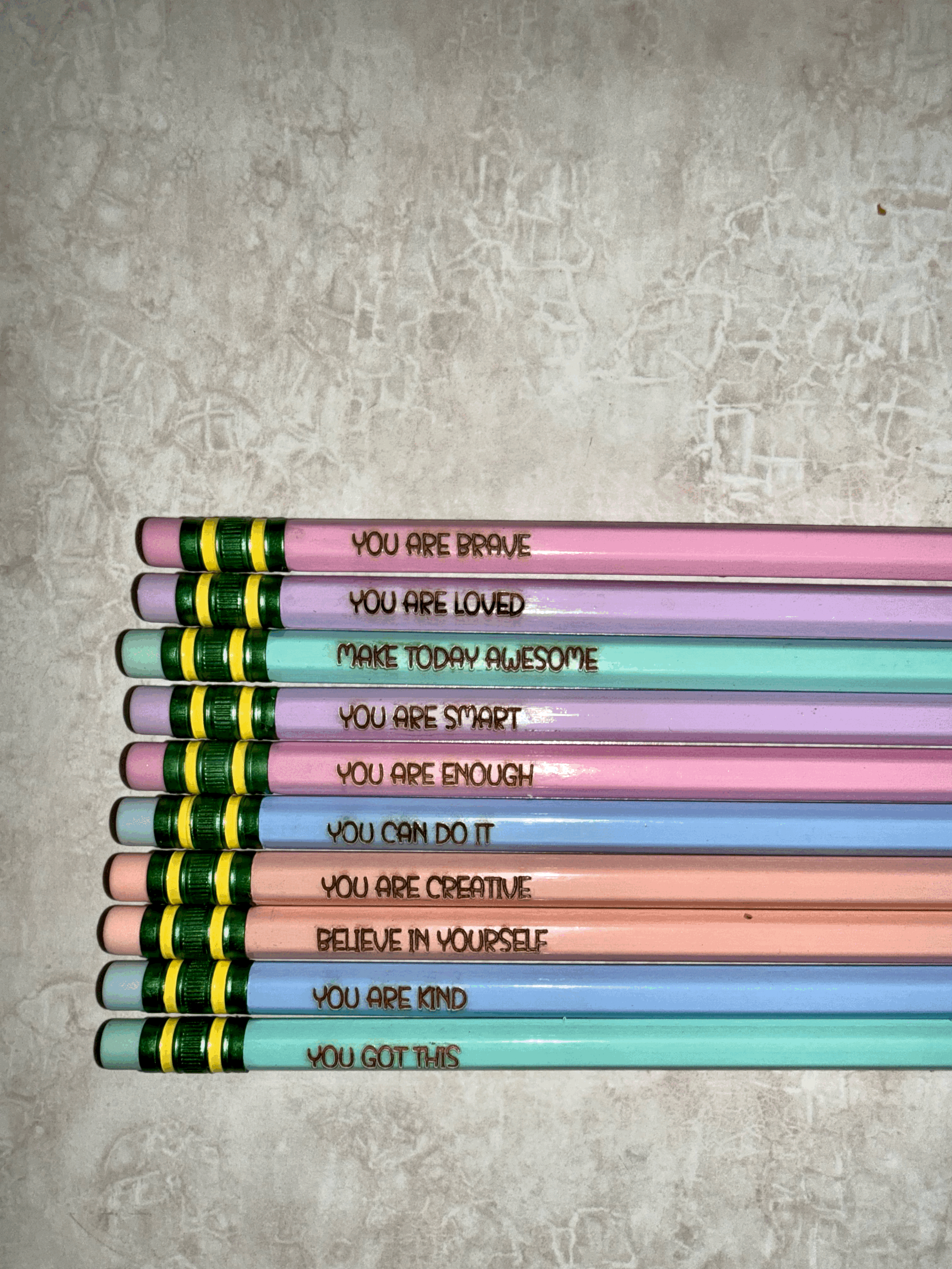 Affirmation Laser Engraved Pencil Set