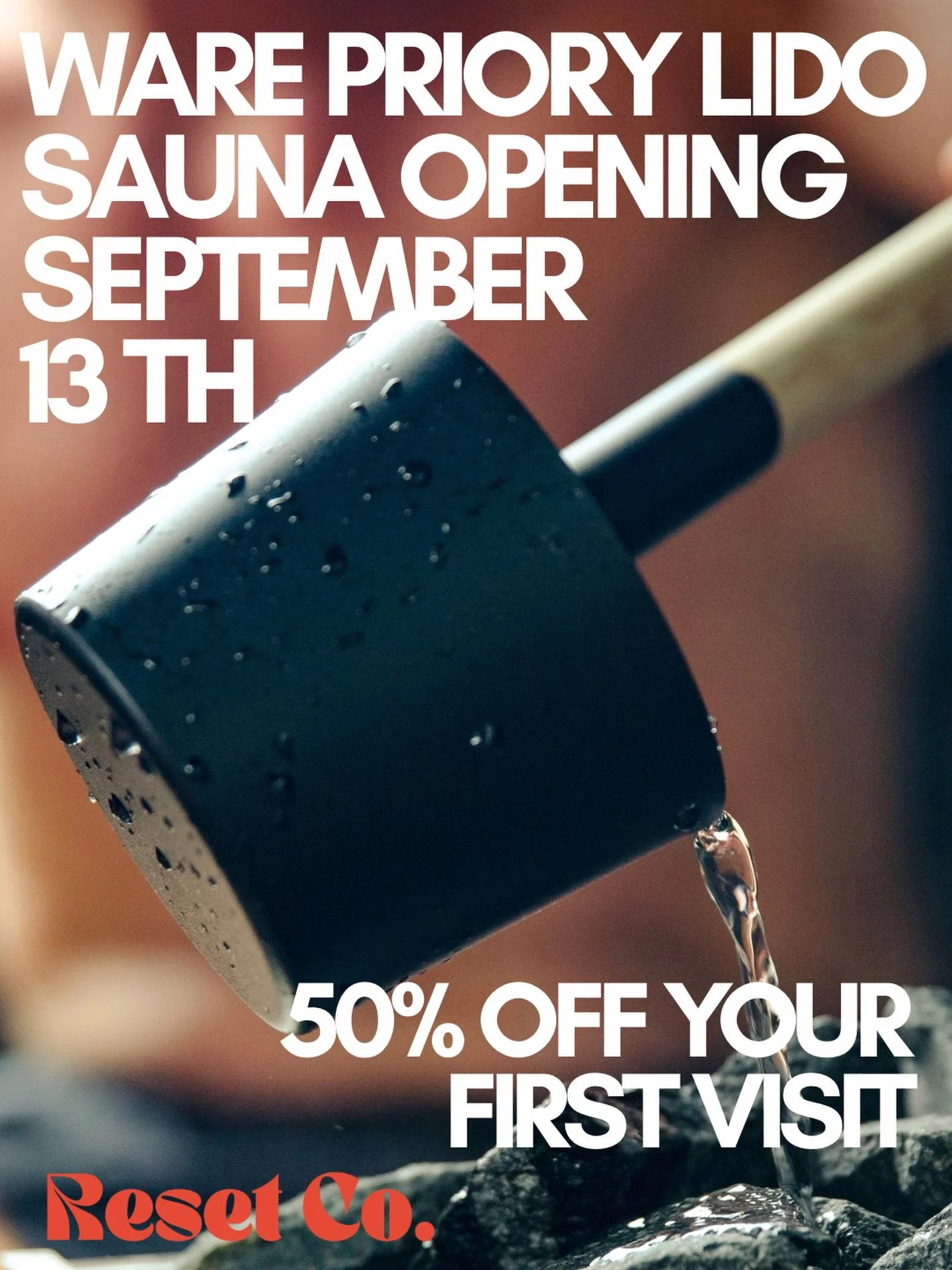 Reset Co. Sauna is coming to Ware Priory Lido from Sunday 13th September.

A wood-fired sauna. Cold water. Good people. 

To celebrate our opening, we&rsquo;re giving you 50% OFF your first visit.

🎟️ How to claim it:
1 - Head to our website or hit 
