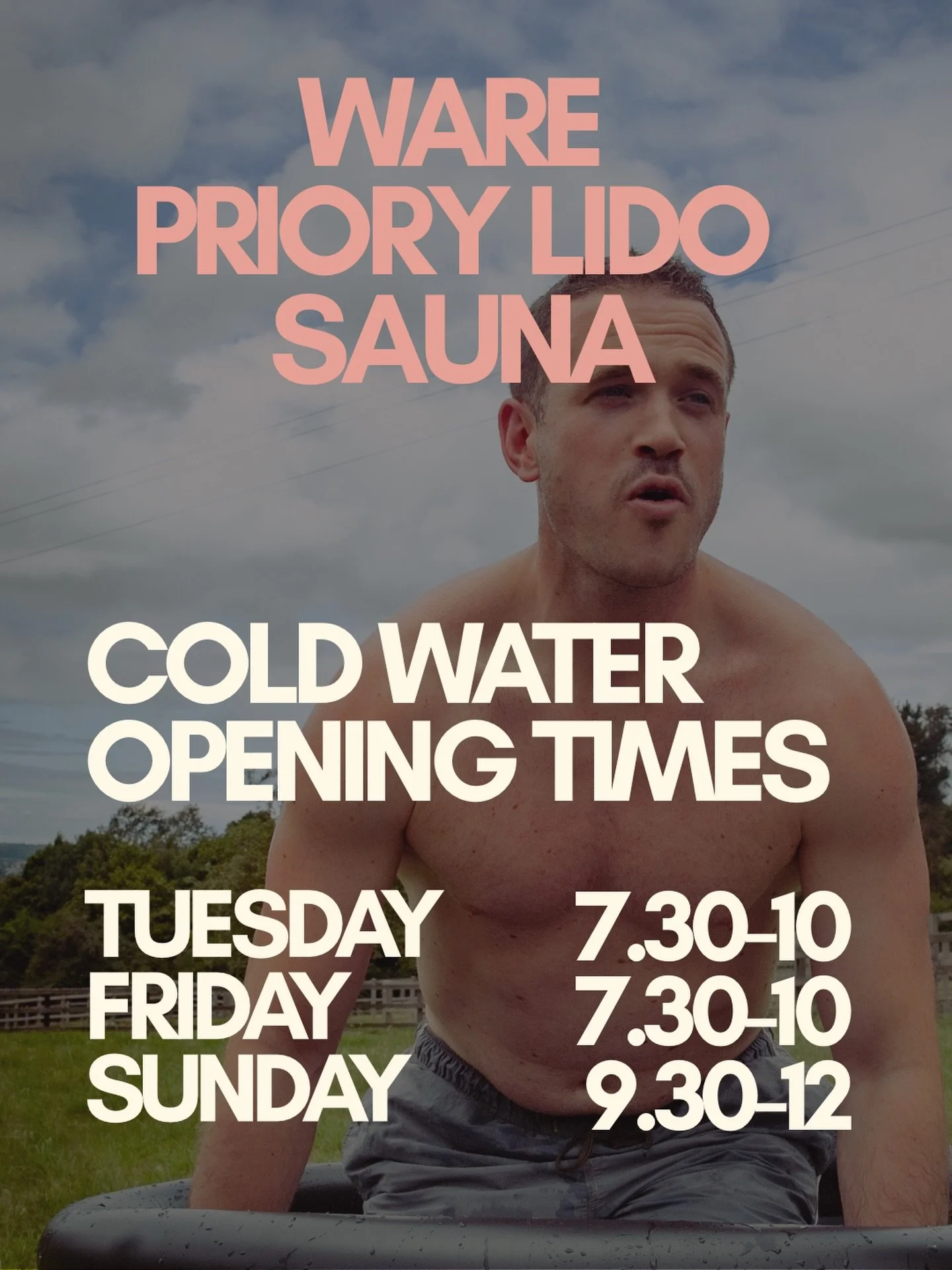 As we enter October our opening times have changed to match the Lido&rsquo;s new timetable.

Come and enjoy to cold water and a sauna to get you back to temp! 

Booking link in our bio or via our website 

#ware #warepriory #hertford #lido #coldwater
