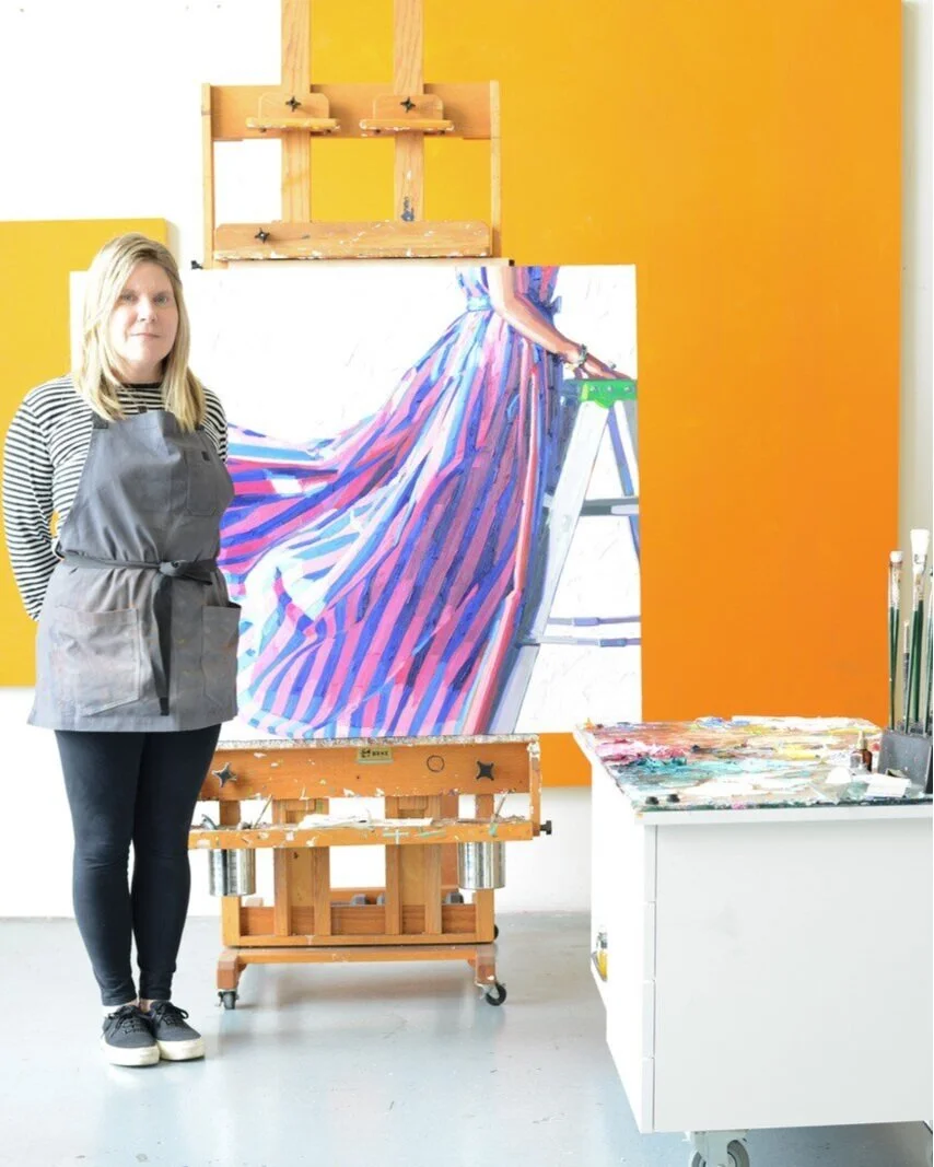 Kelly with her painting, ‘Uplifting’ 2020
