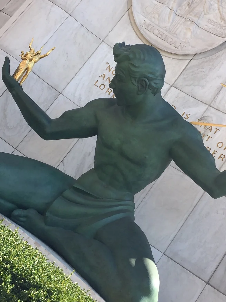 The Spirit of Detroit statue, a city monument by Marshall Fredericks and located at the Coleman A. Young Municipal Center on Woodward Avenue in Detroit, Michigan