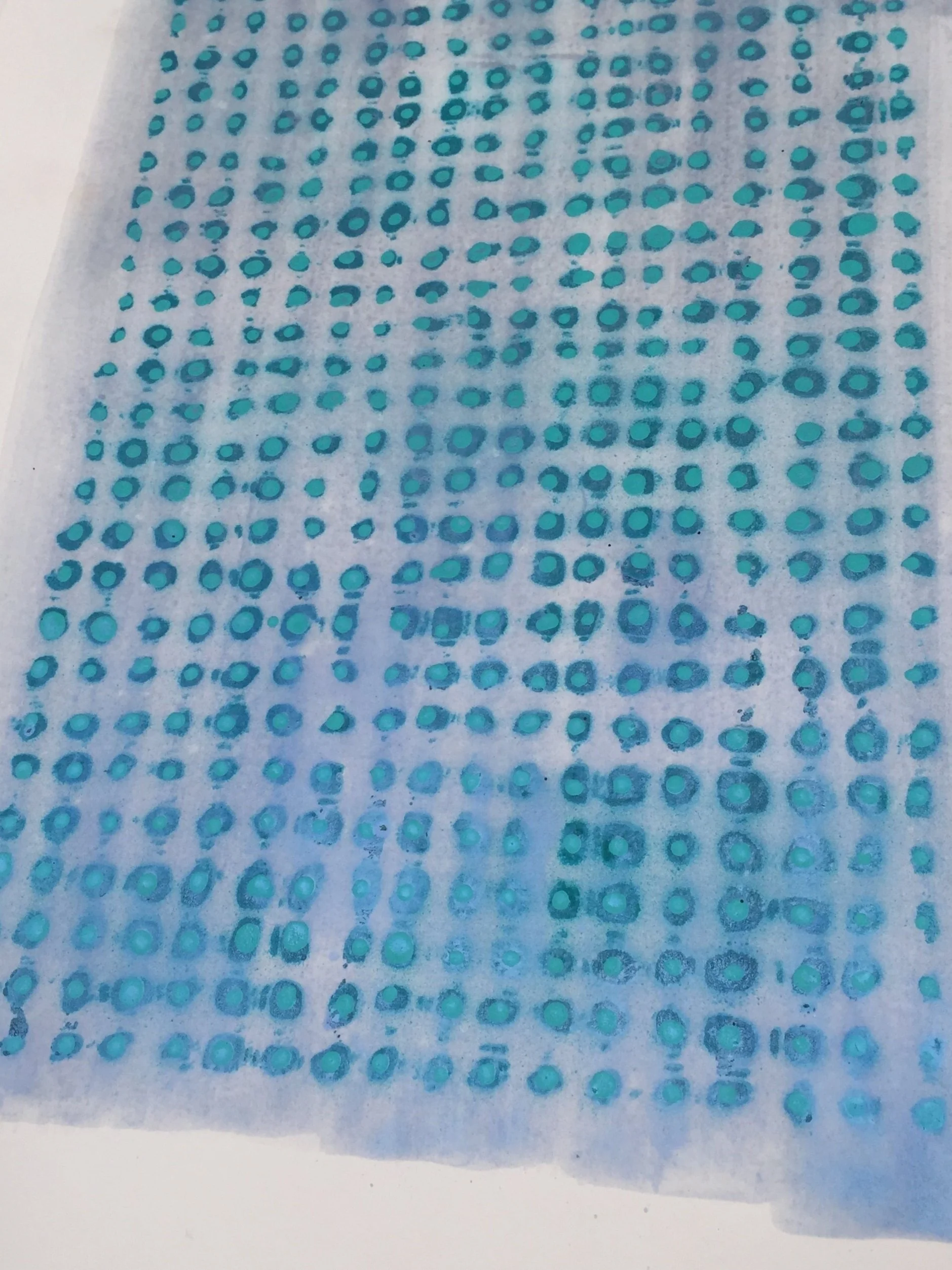 Detail of ‘Count Your Blessings’ paintings made dripping paint from medical tools.