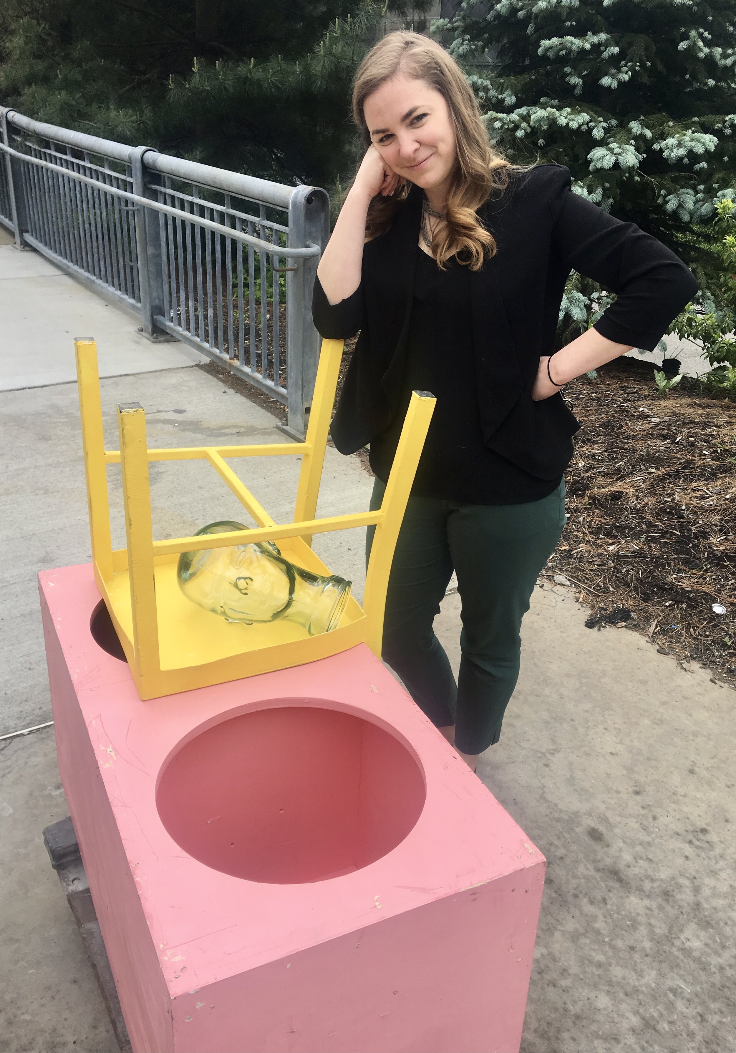 Katy Fetrow in her element preparing set designs during her graduate program at Carnegie Mellon.