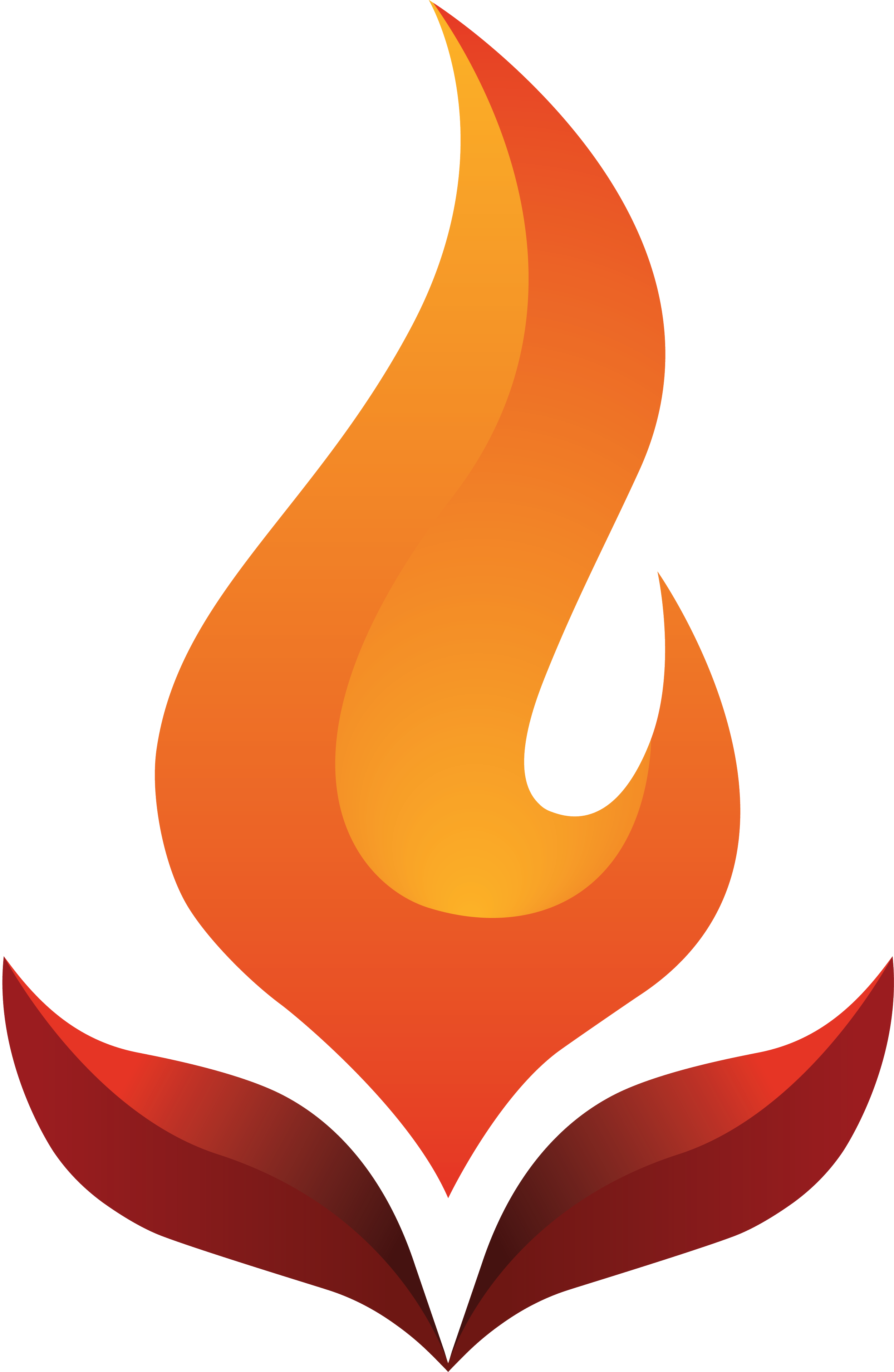 An abstract flame with orange, red, and cream colors.