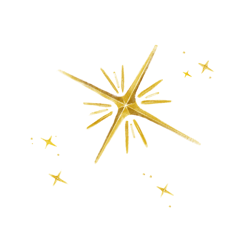 A gold star-shaped object with multiple pointed arms, three larger arms at the top and bottom, and smaller arms extending from the sides, resembling a star or an abstract starburst design.
