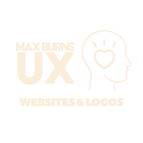 Max Burns UX Websites and Logos logo with side profile of head outline and glowing heart inside