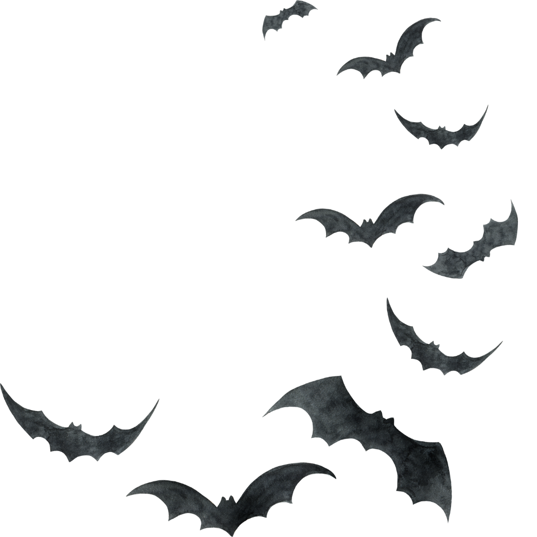 Silhouette of flying bats with a Halloween theme.