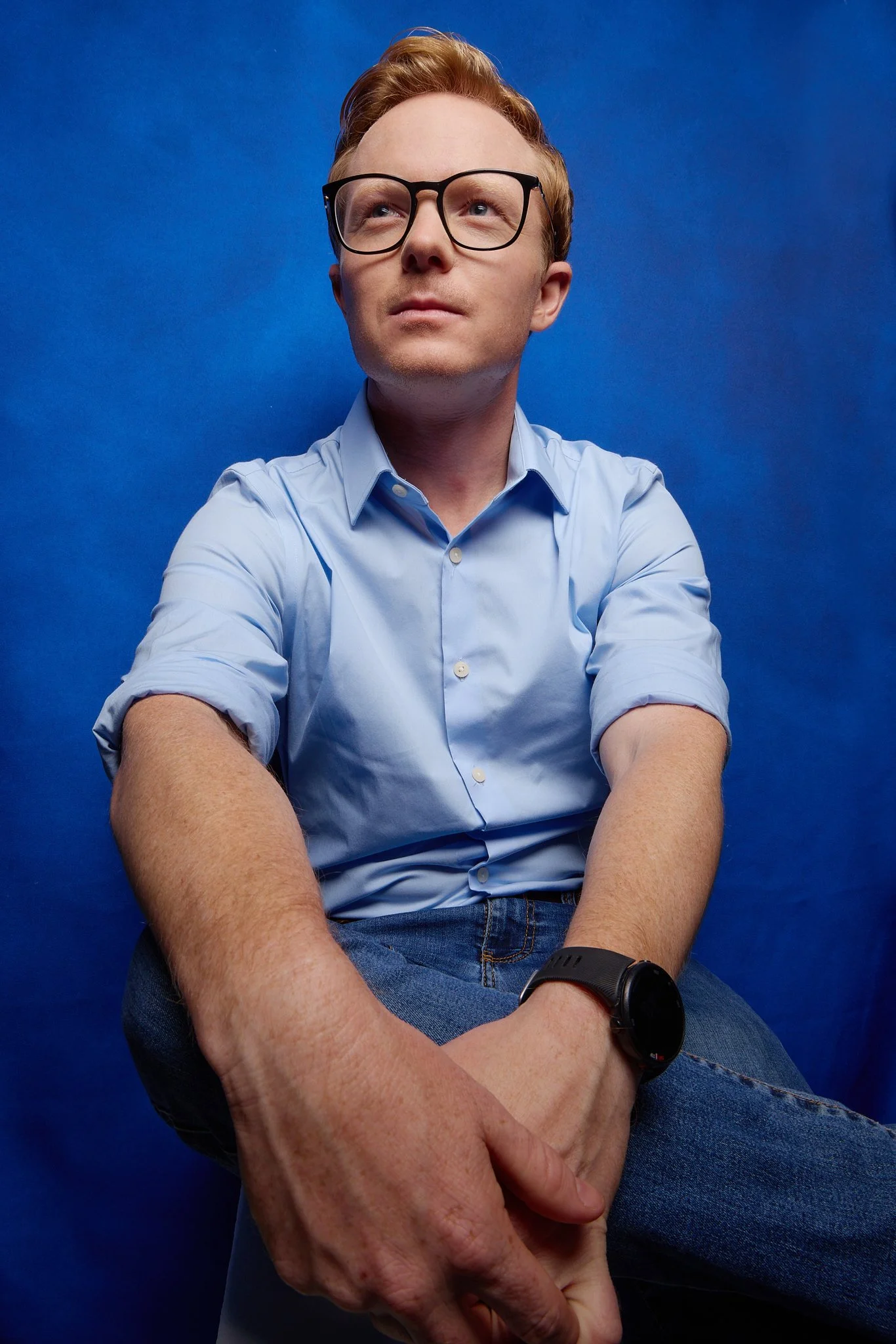 character portrait on blue