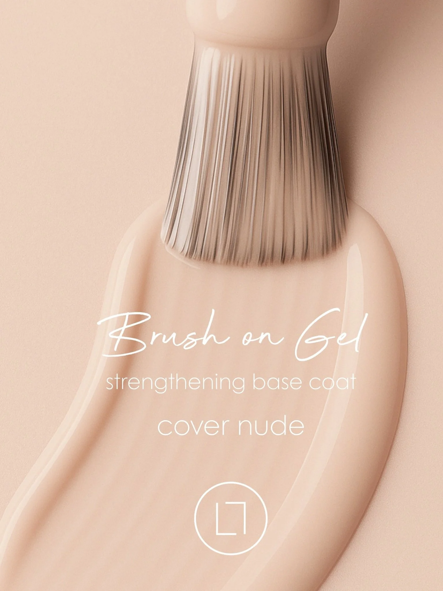 Close-up of a pink-colored makeup product with a textured, ridged cap against a matching pink background, with white cursive and sans-serif text overlay.