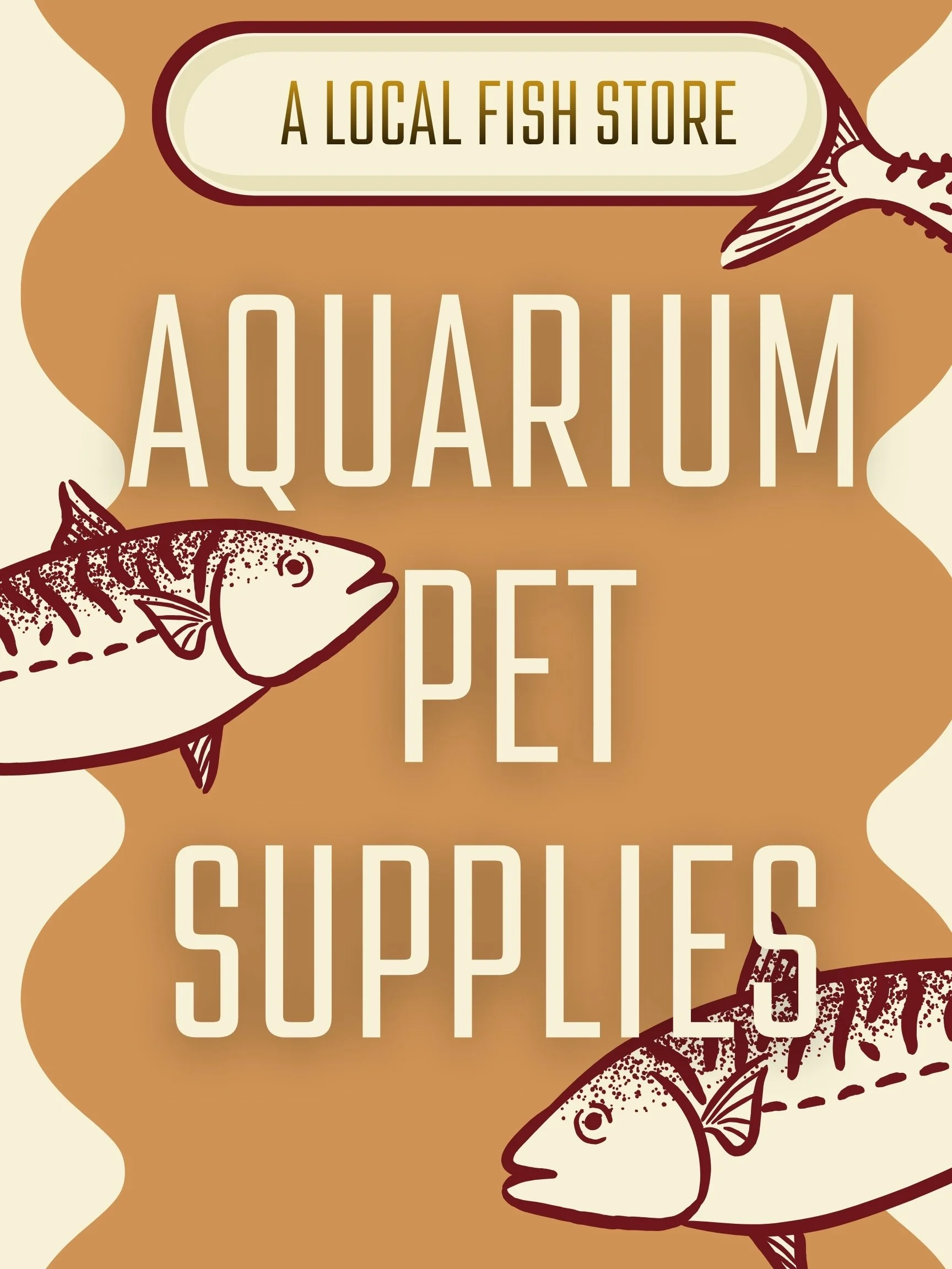 A storefront sign designed for a local fish store by Ink to link Media Management. The large-format design is for storefront visibility and streetside attraction for a small business. 