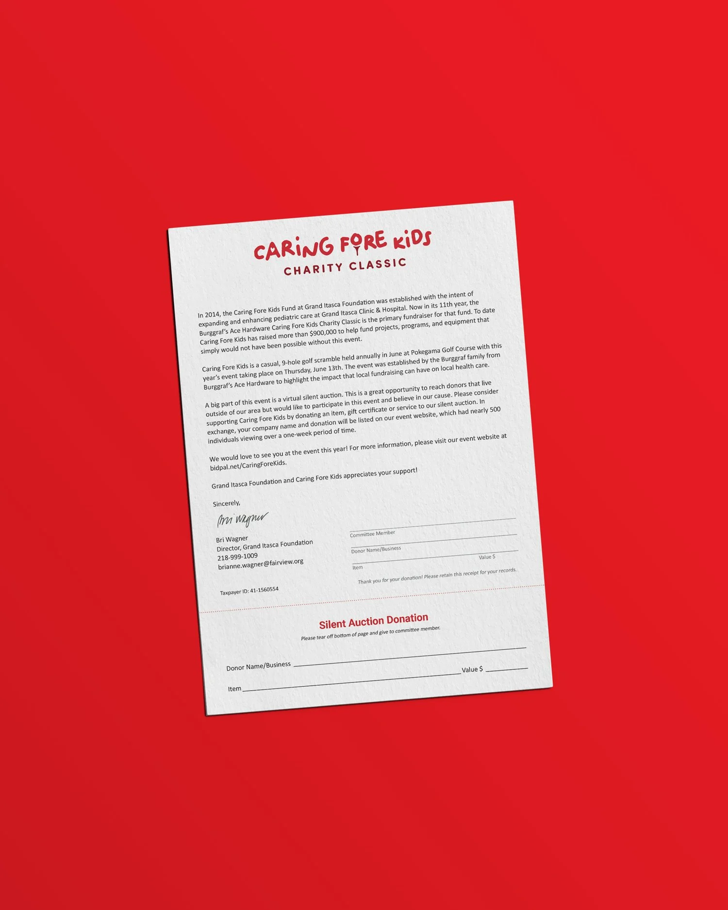 Caring Fore Kids donor letter