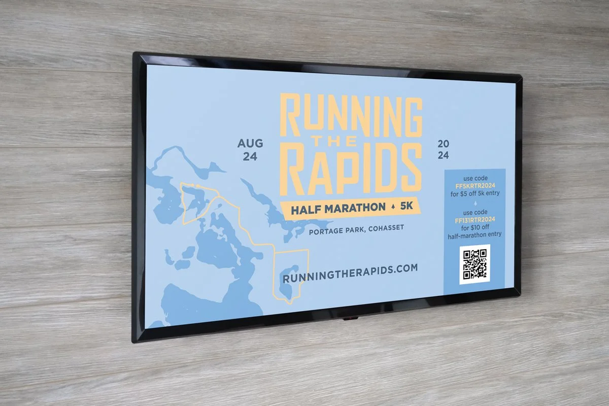 Running the Rapids digital monitor ad