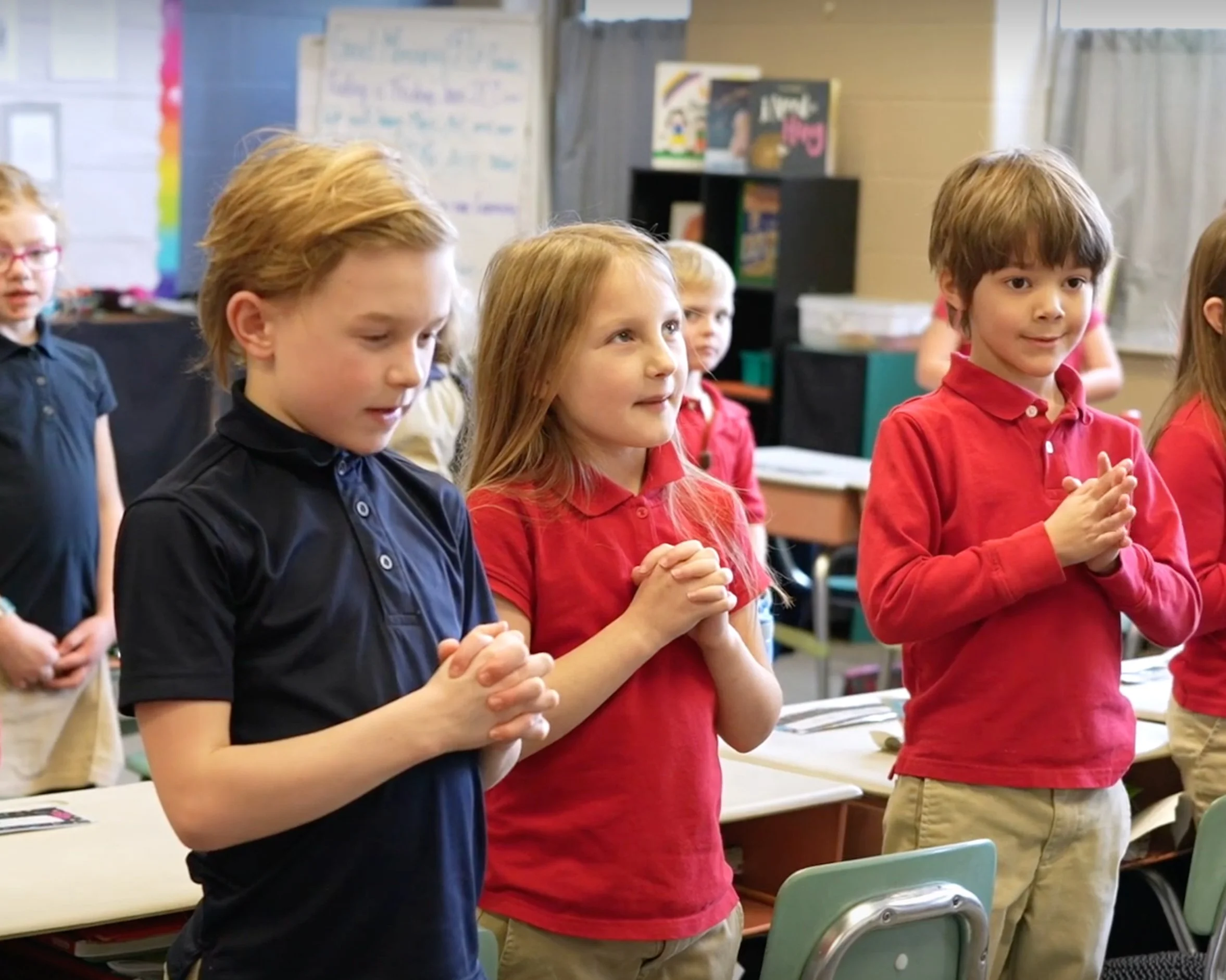 St. Joseph's Catholic School kids praying