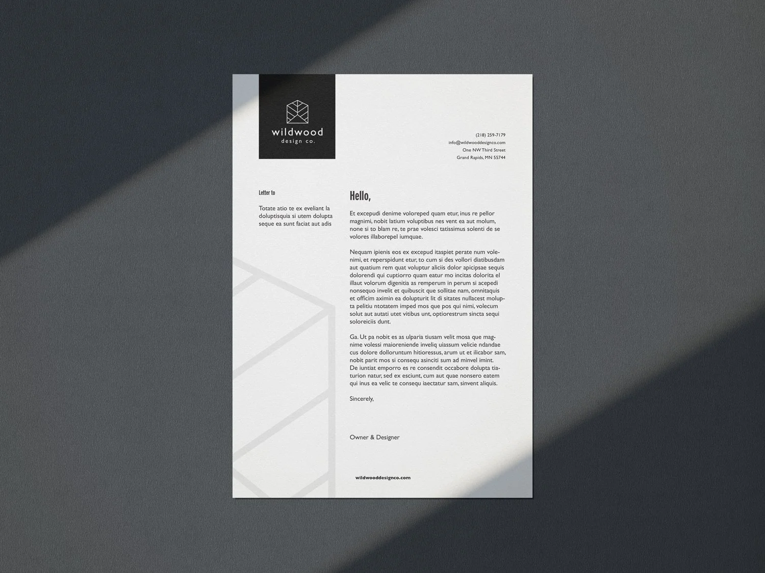 Wildwood Design Co. Letterhead