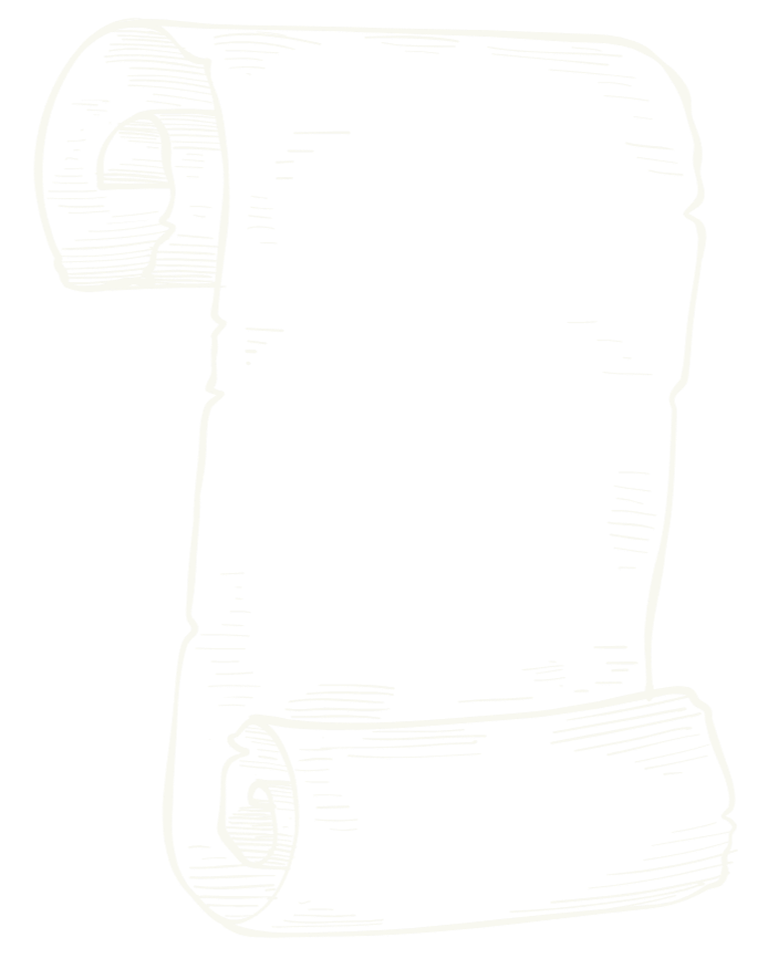 A rolled-up piece of black fabric or paper with white outline and details.