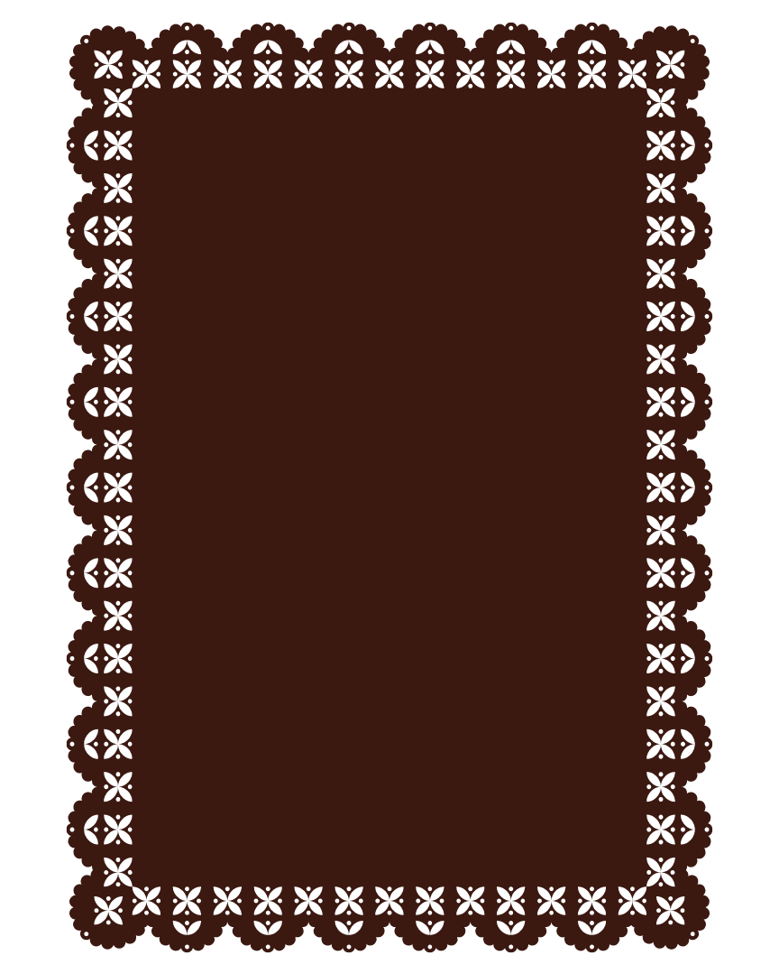 Blank brown paper background with decorative lace border.