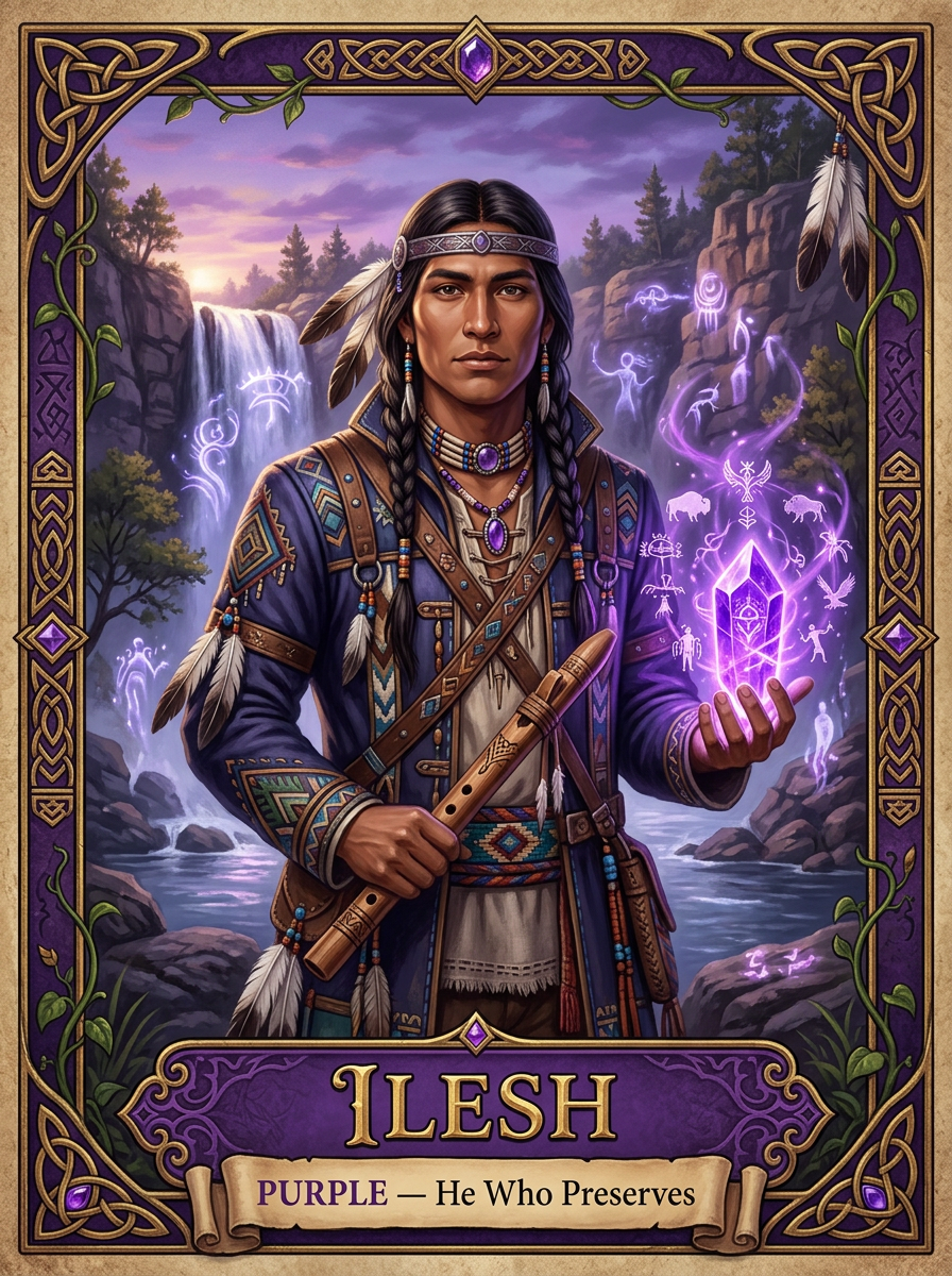 Purple -	Ilesh; Memory-Kept Purple	Memory, lineage, judgment, responsibility, service, and wisdom that chooses without becoming cruel.