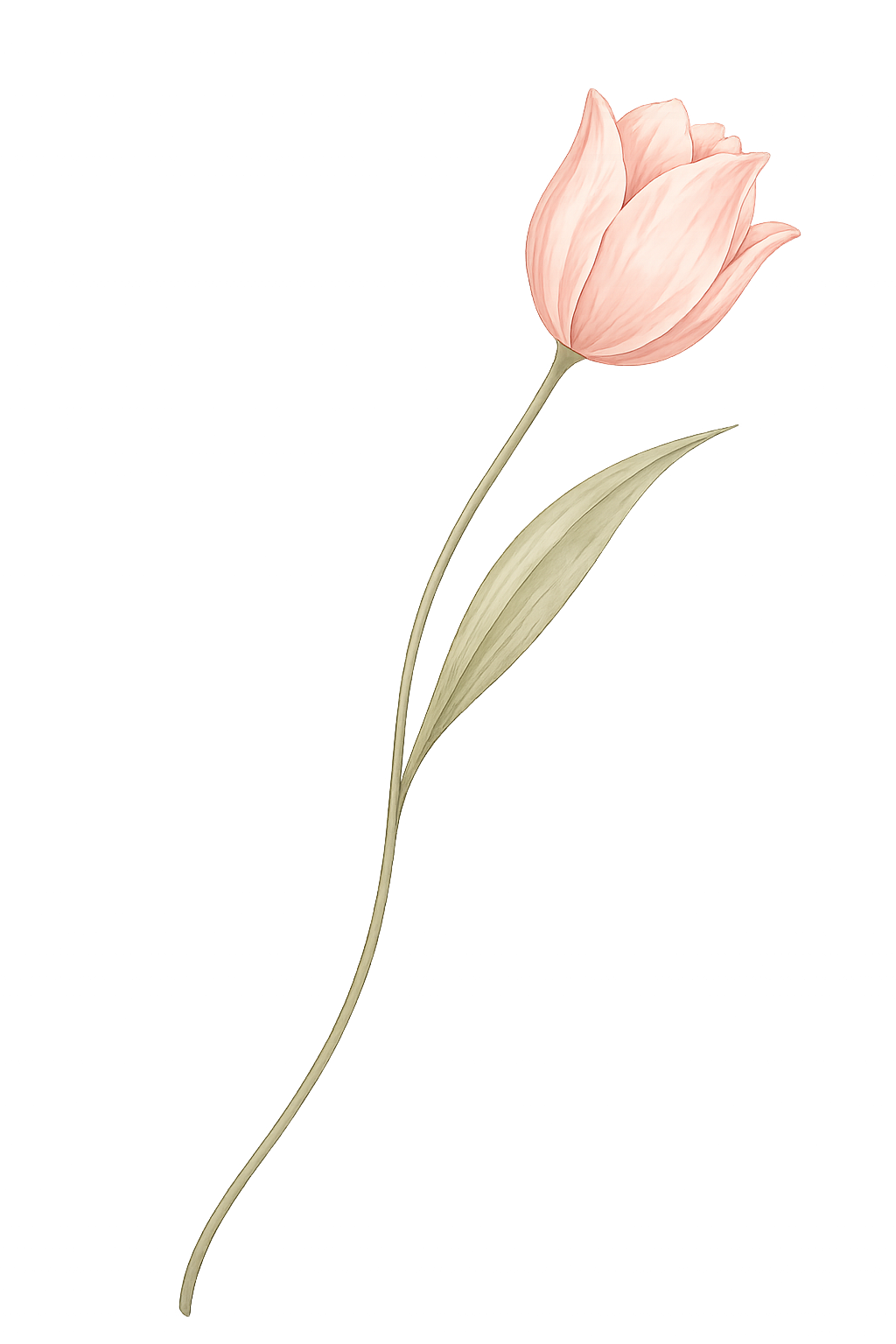 A pink tulip flower with beige leaves against a dark background with blue and purple streaks of lights.
