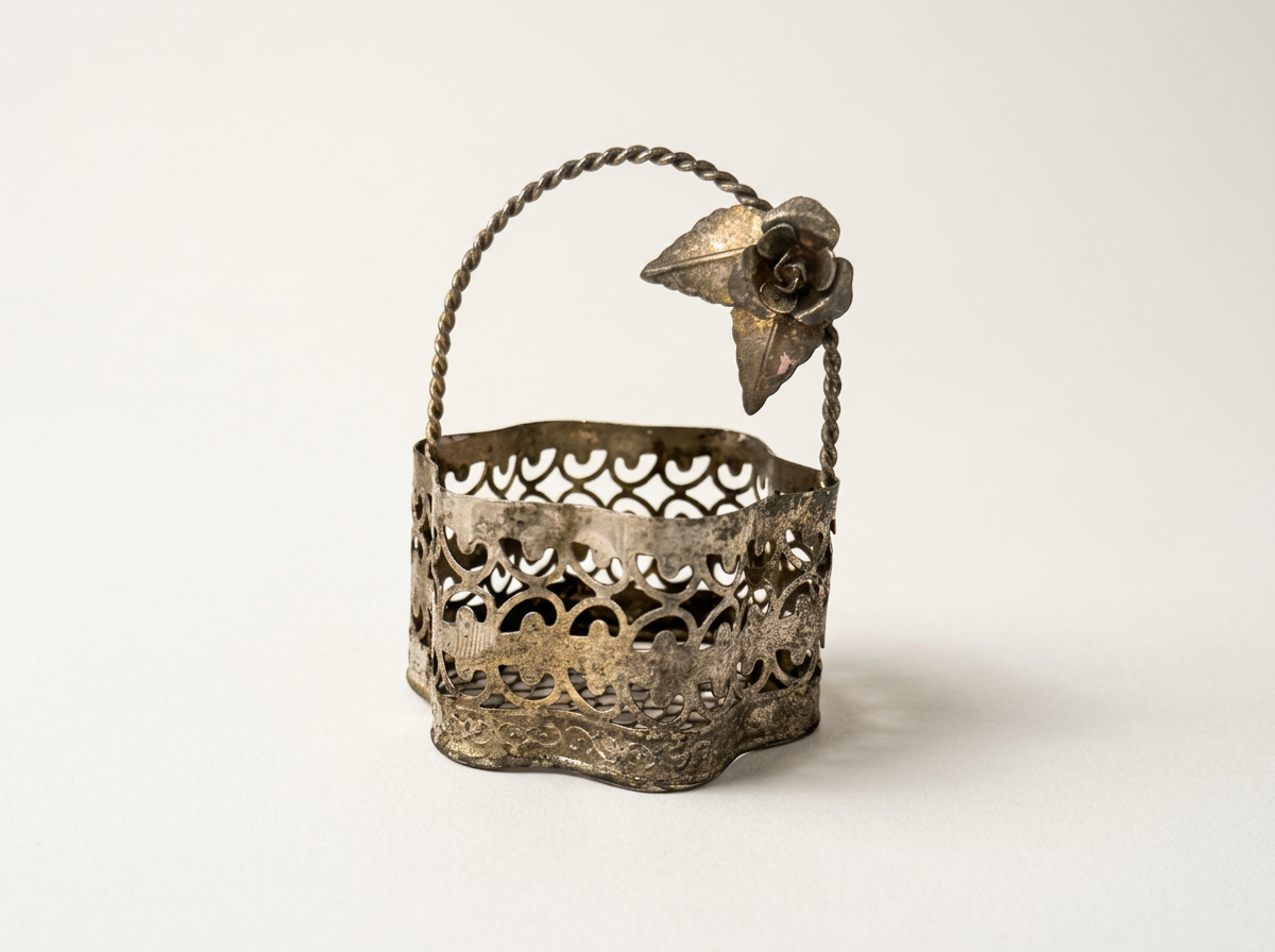 Vintage Silver-Plated Rose Basket