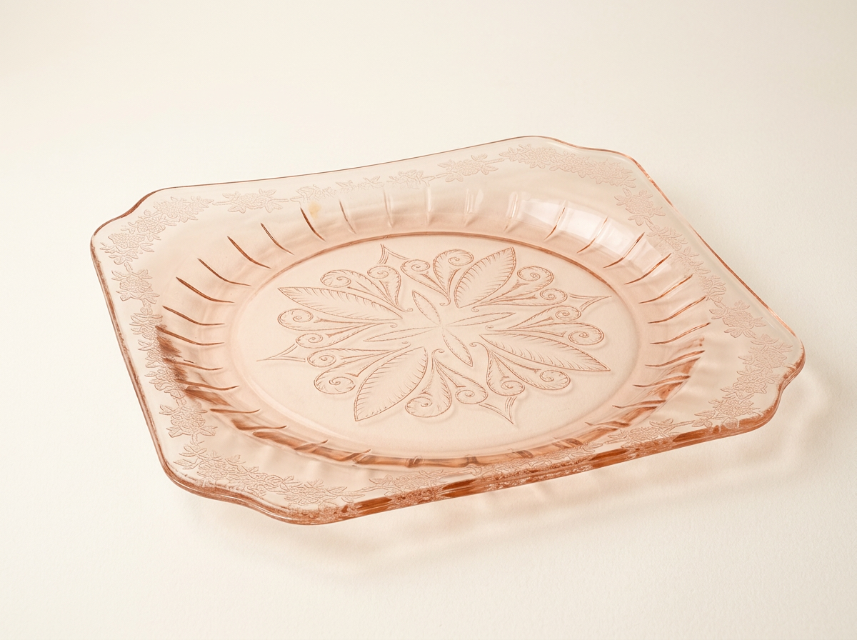 Antique Adam Pink Depression Glass Platter