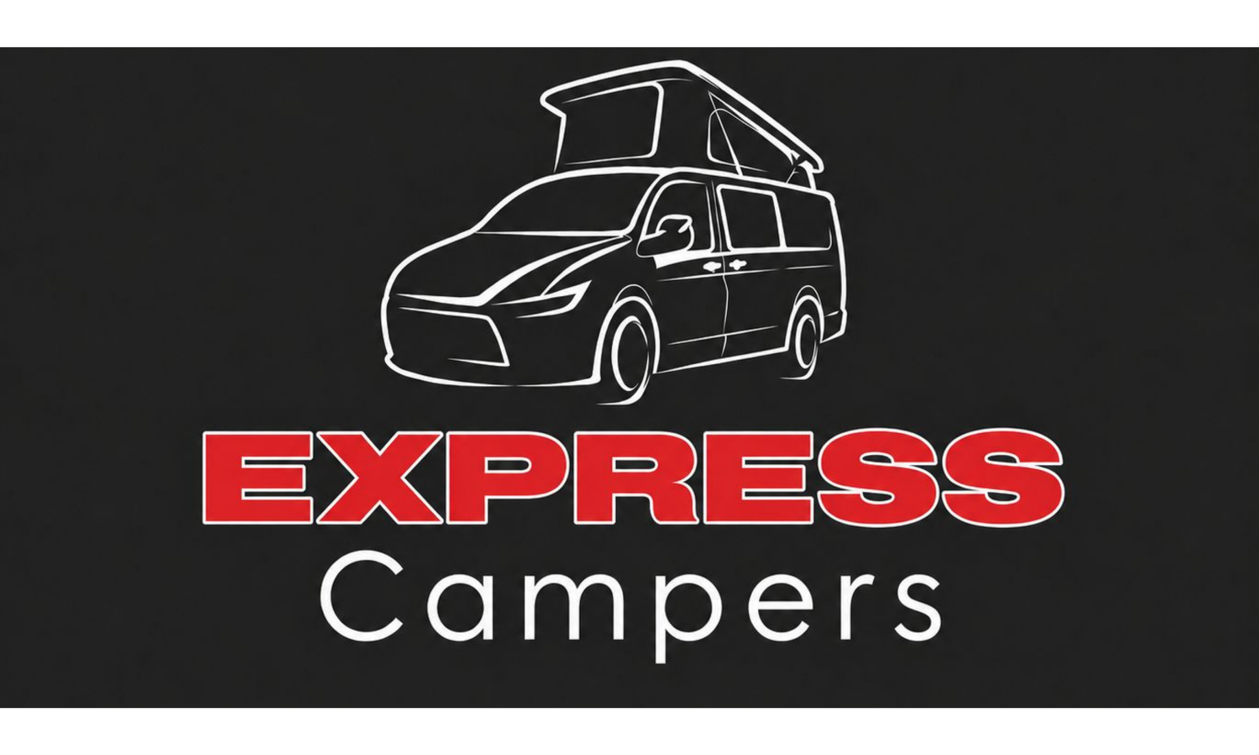 Line drawing of a camper van with a pop-up roof and the text 'EXPRESS Campers' in red and white.