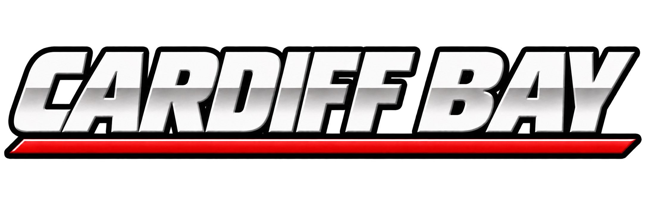 A logo with the words 'Car freeway' in bold, white, three-dimensional letters with a black outline, and a red gradient underline.