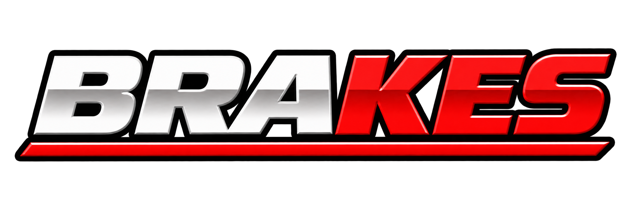 Colorful logo with the words 'BRAKES' in bold, stylized font, with 'BRAK' in white and 'ES' in red, and a red underline.