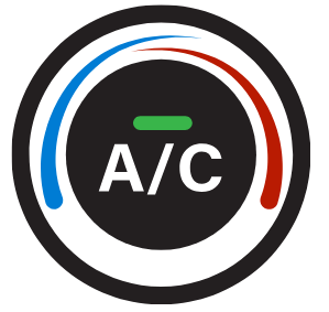 Air conditioning control knob with blue, red, and green markings