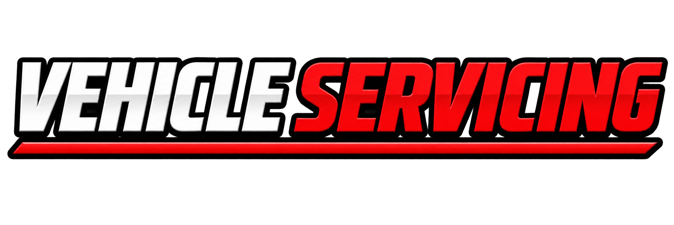 Vehicle Servicing logo with white and red bold text on a black background.