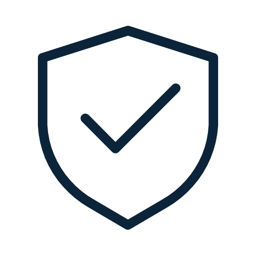 Shield icon with a check mark in the center, symbolizing security or protection.