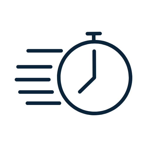 Icon of a stopwatch with three horizontal lines indicating speed or motion.