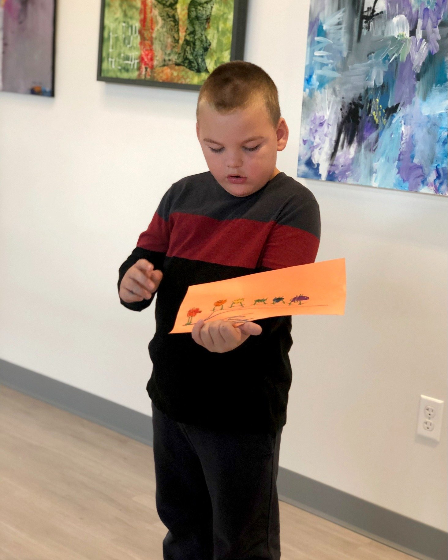 At six years old, Ronin gave a gallery talk. 🎤🎨

Now he&rsquo;s been accepted to compete in America&rsquo;s Most Artistic Kid &mdash; and we couldn&rsquo;t be prouder.

He creates abstract, figurative, pour, and spray paint art, volunteers with Art